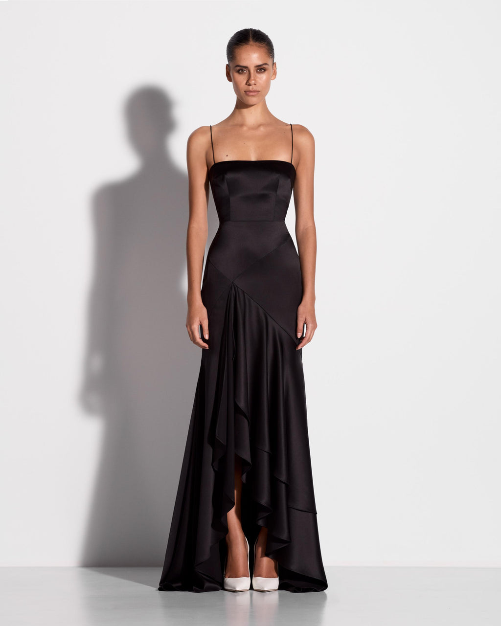 Panelled Gown in Silk Satin