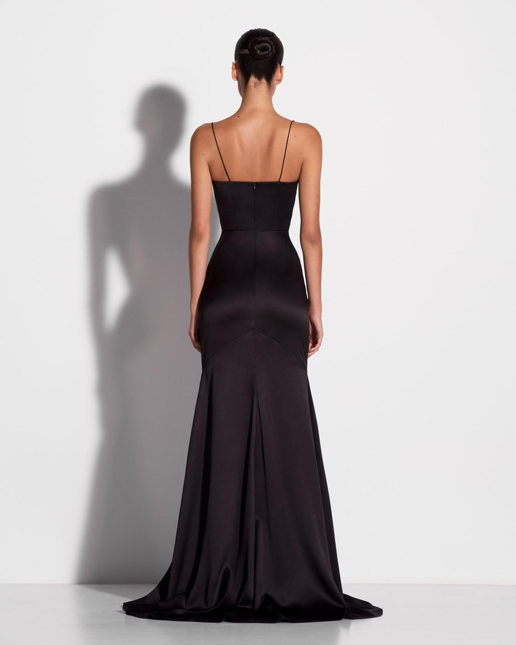 Panelled Gown in Silk Satin
