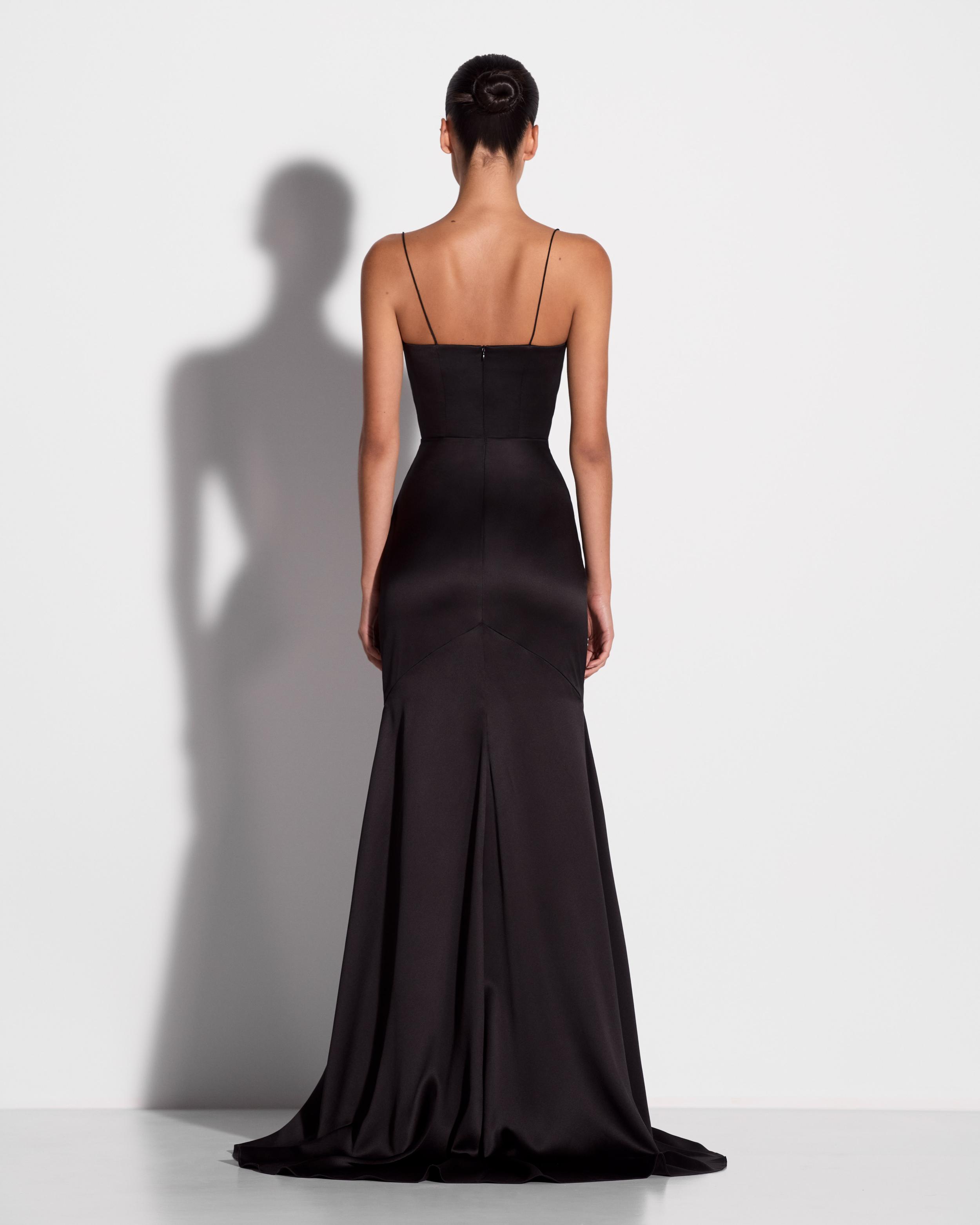 Panelled Gown in Silk Satin