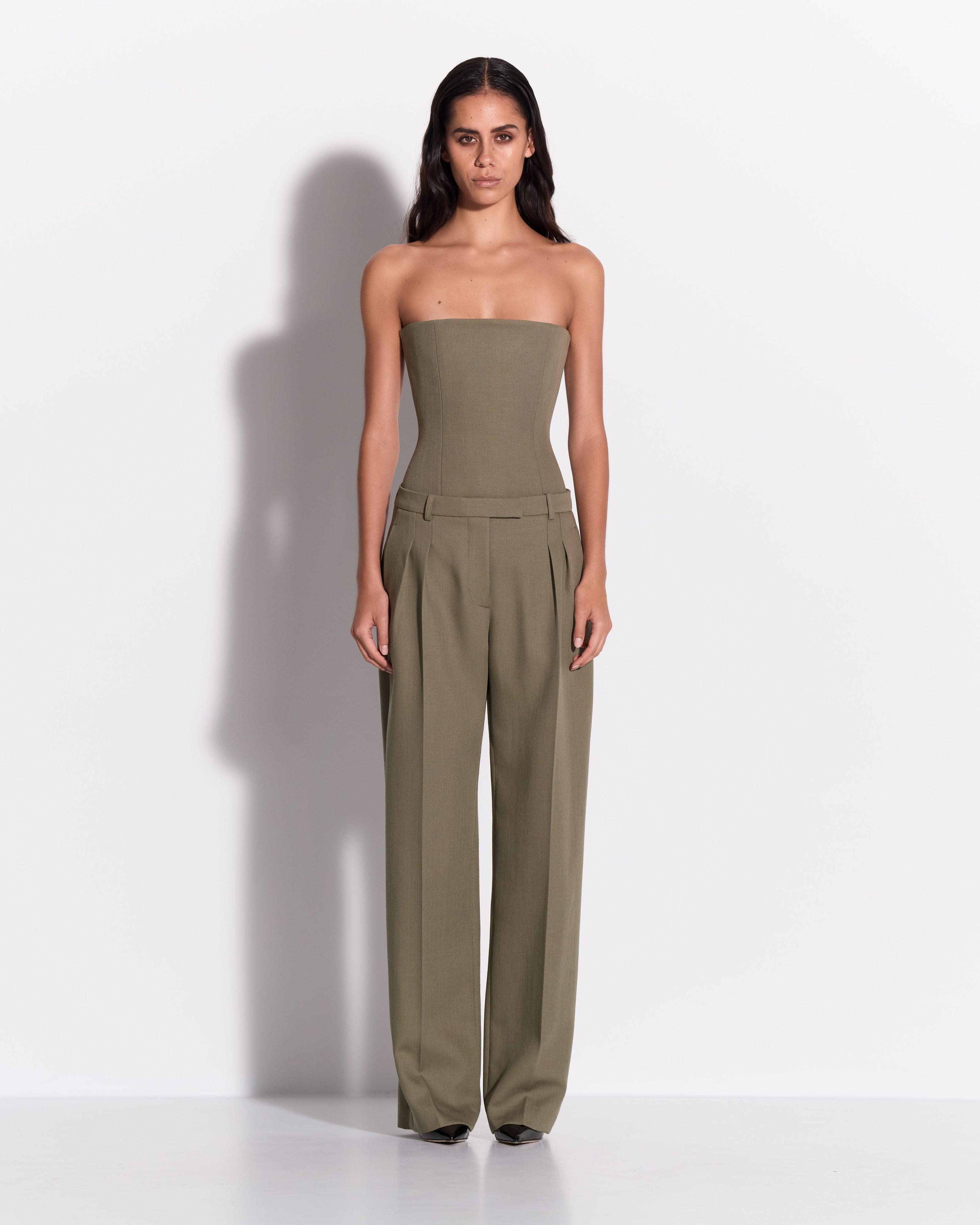 Pleated Trouser in Wool Suiting