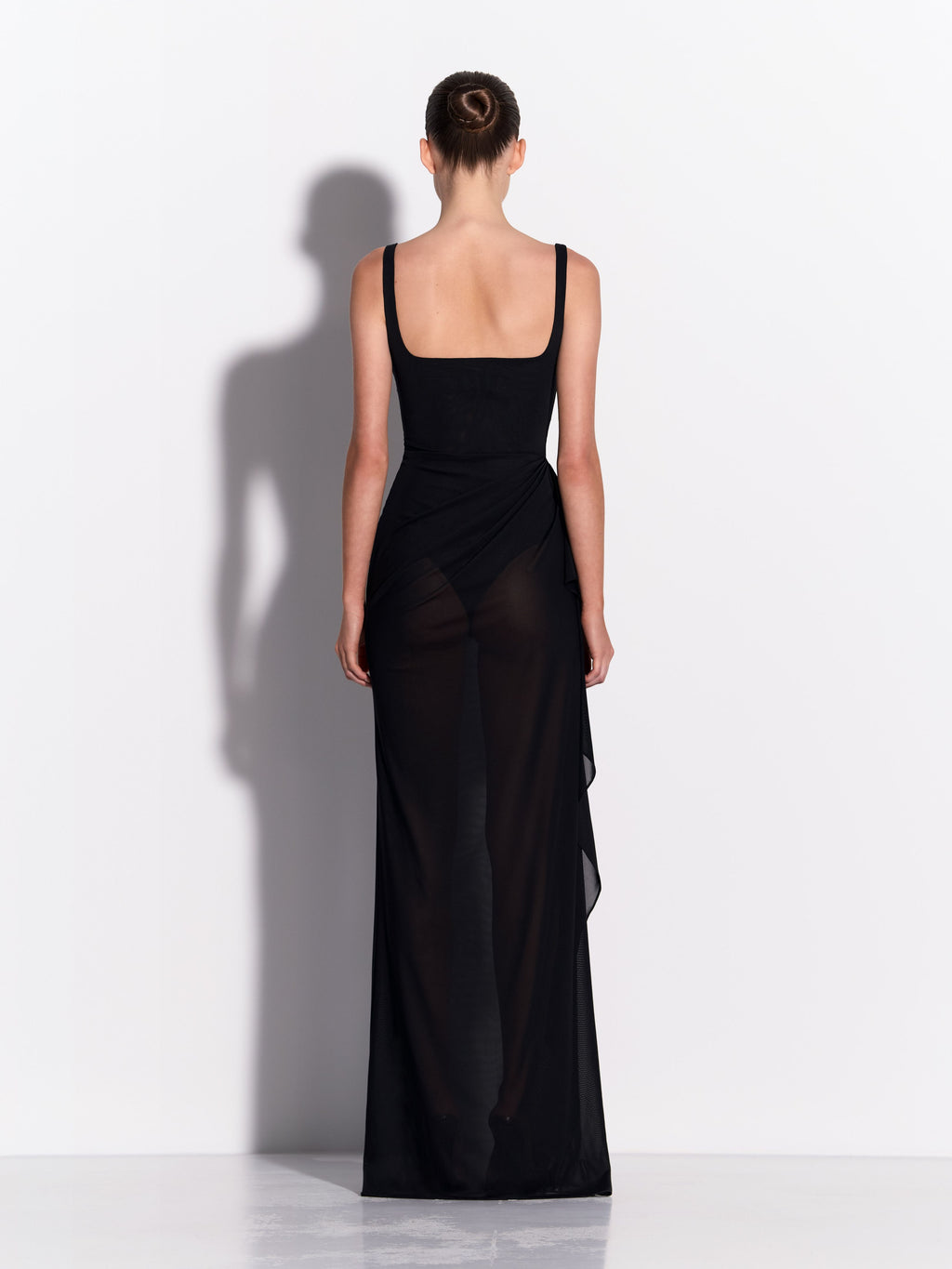 Portrait Drape Gown in Stretch Mesh