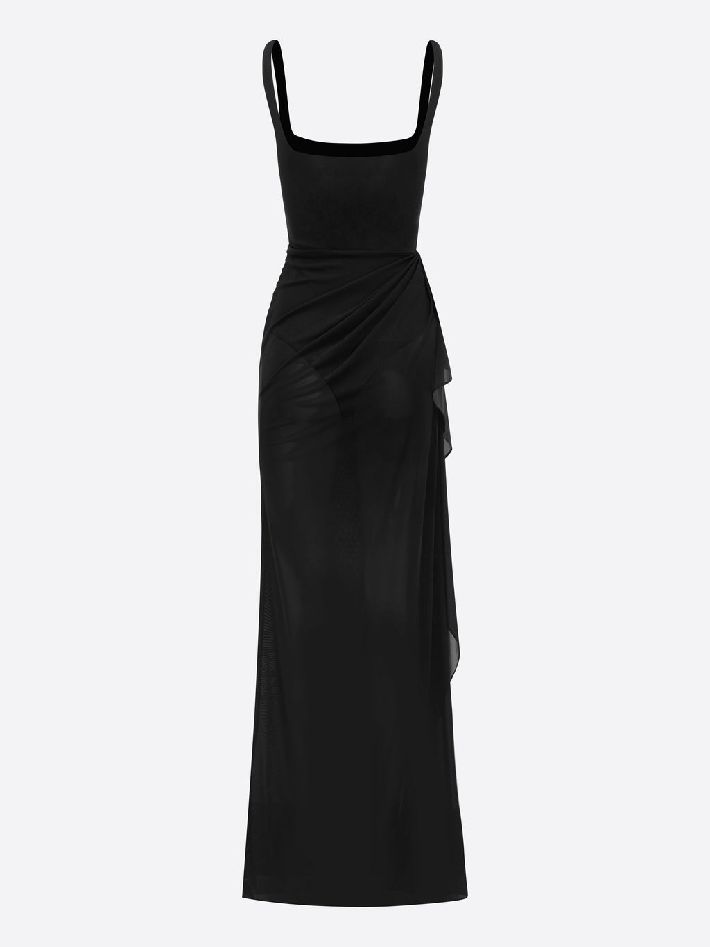 Portrait Drape Gown in Stretch Mesh