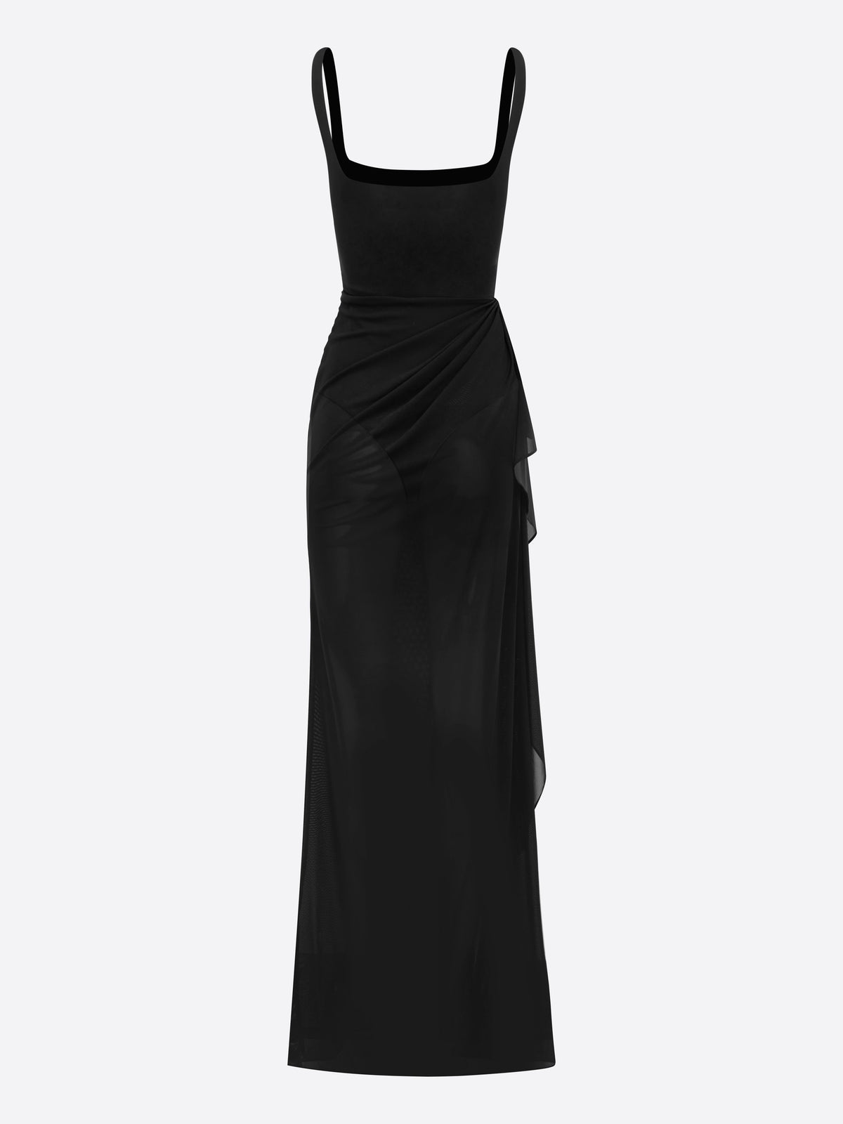Portrait Drape Gown in Stretch Mesh