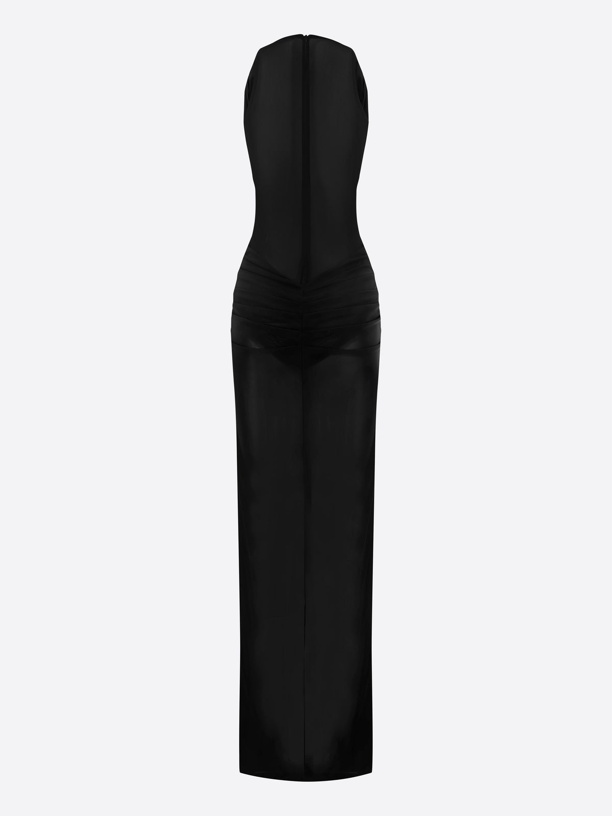 Ruched Halter Column in Stretch Mesh
