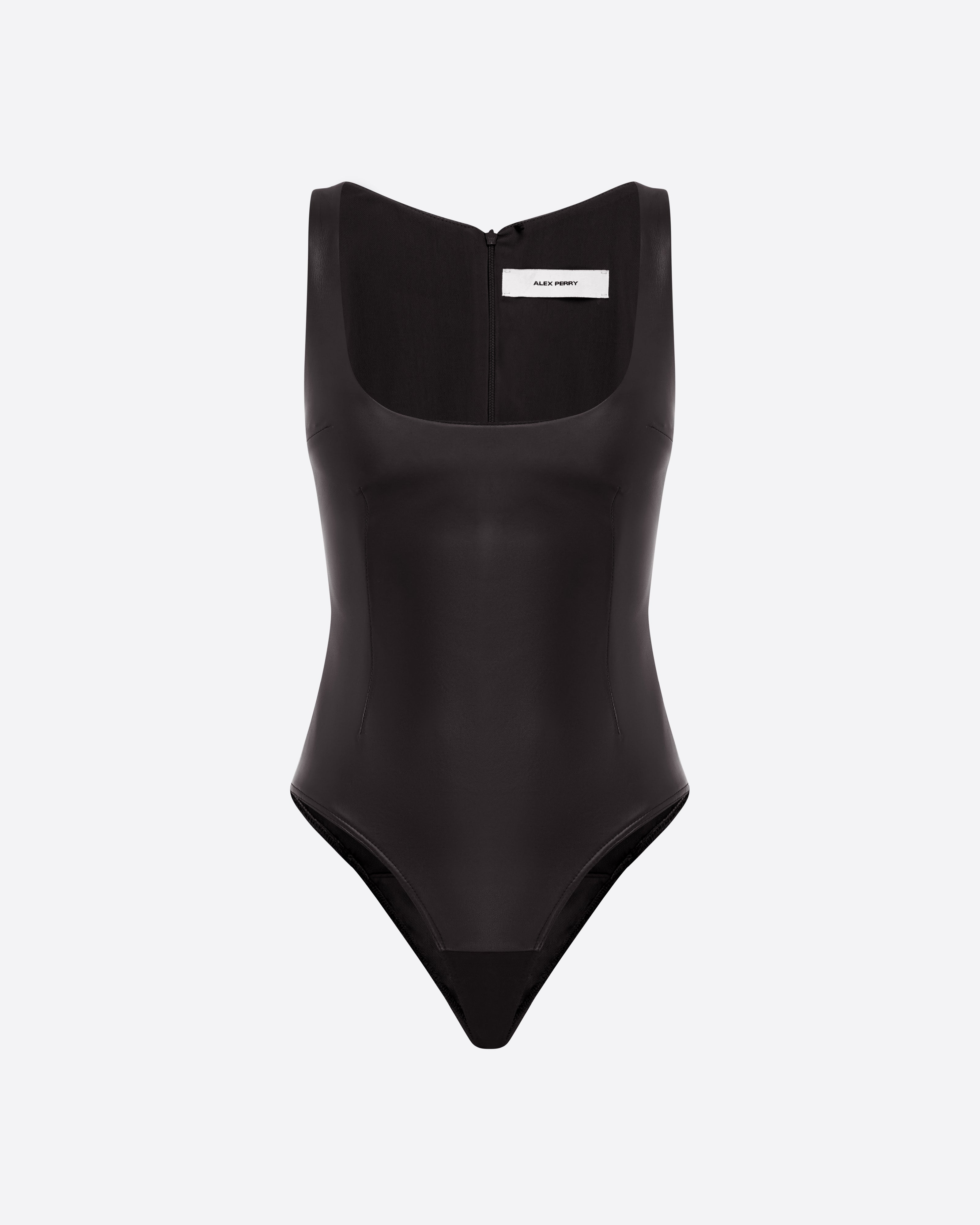 Scoop Singlet Bodysuit in Leather