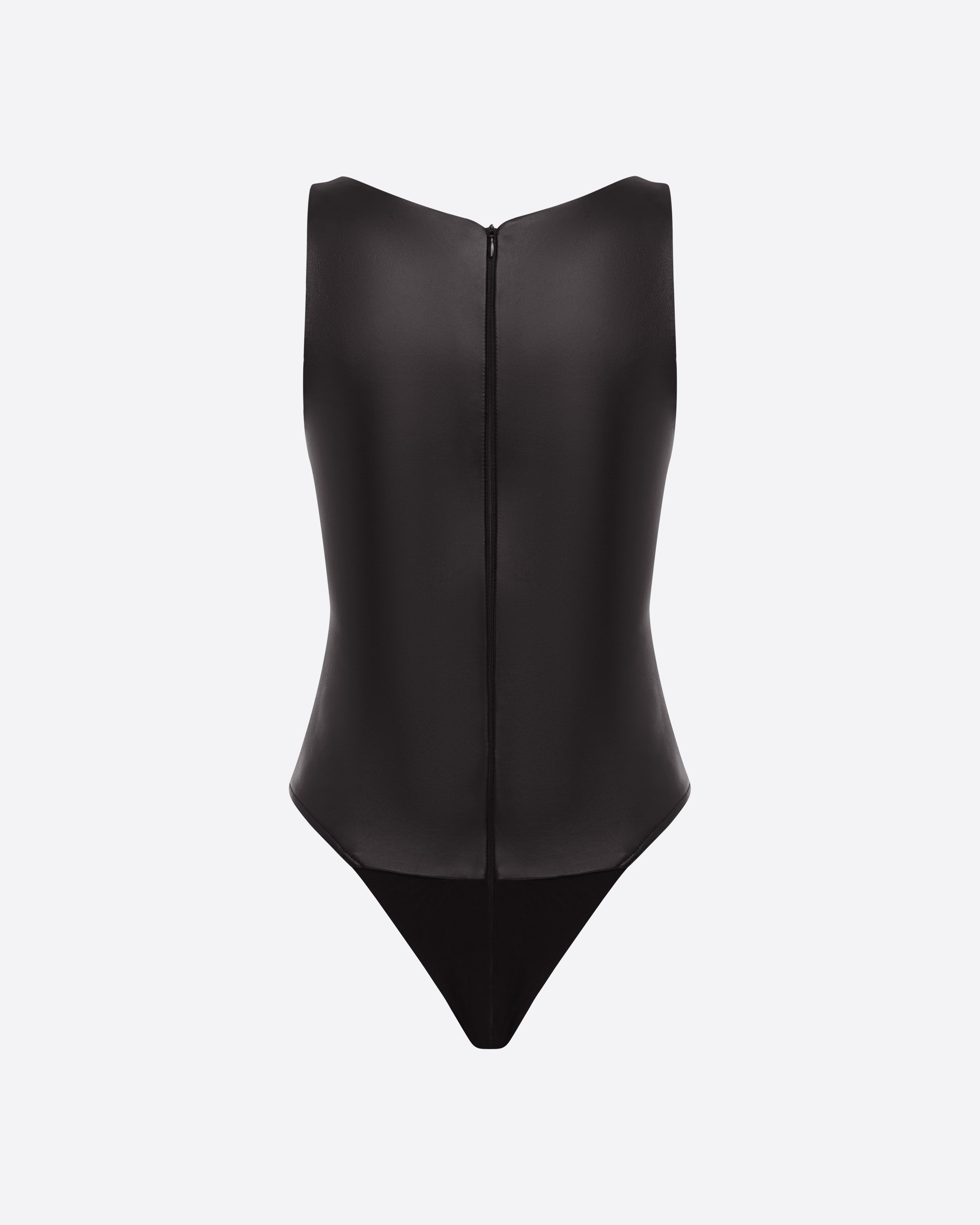 Scoop Singlet Bodysuit in Leather