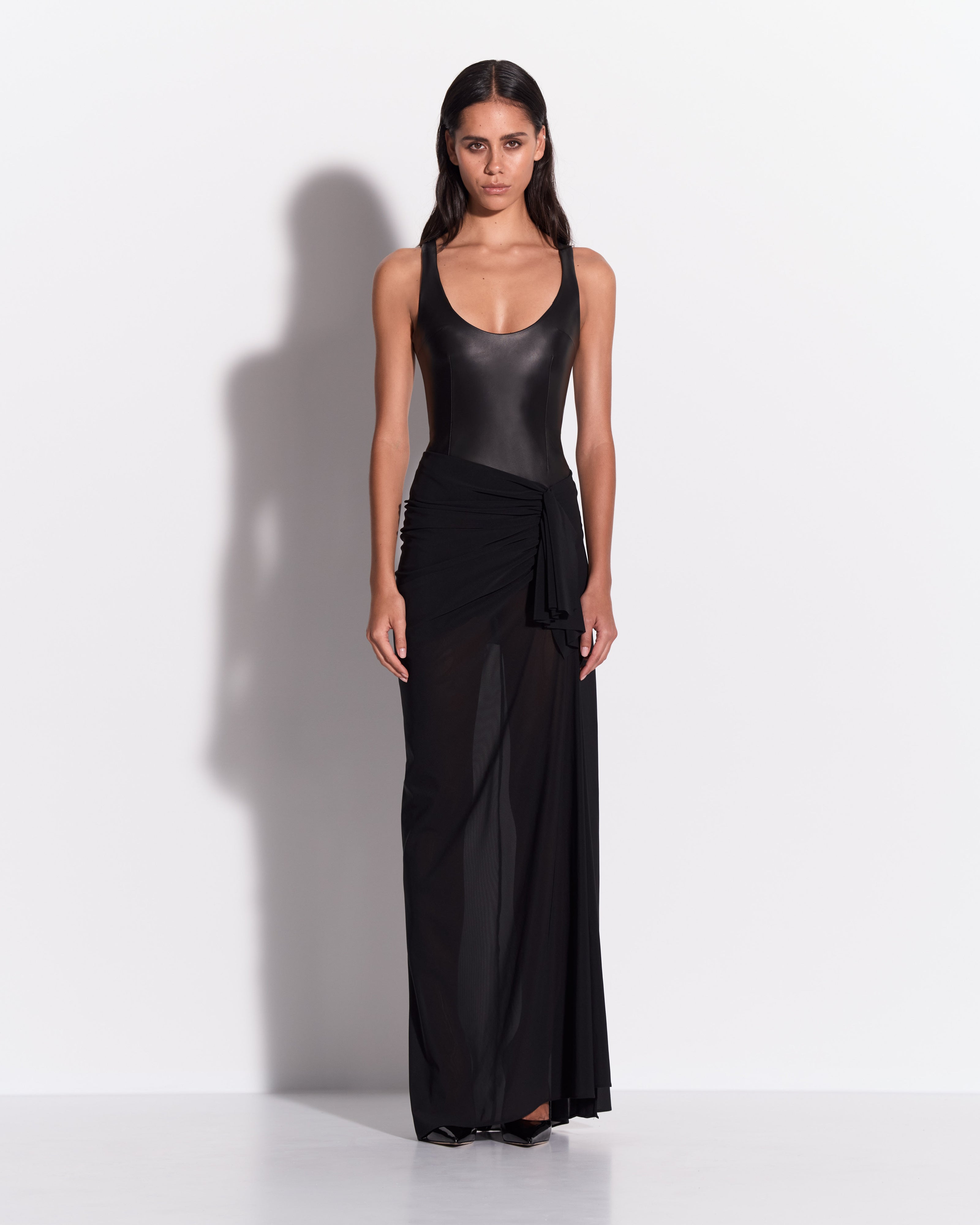 Scoop Singlet Bodysuit in Leather
