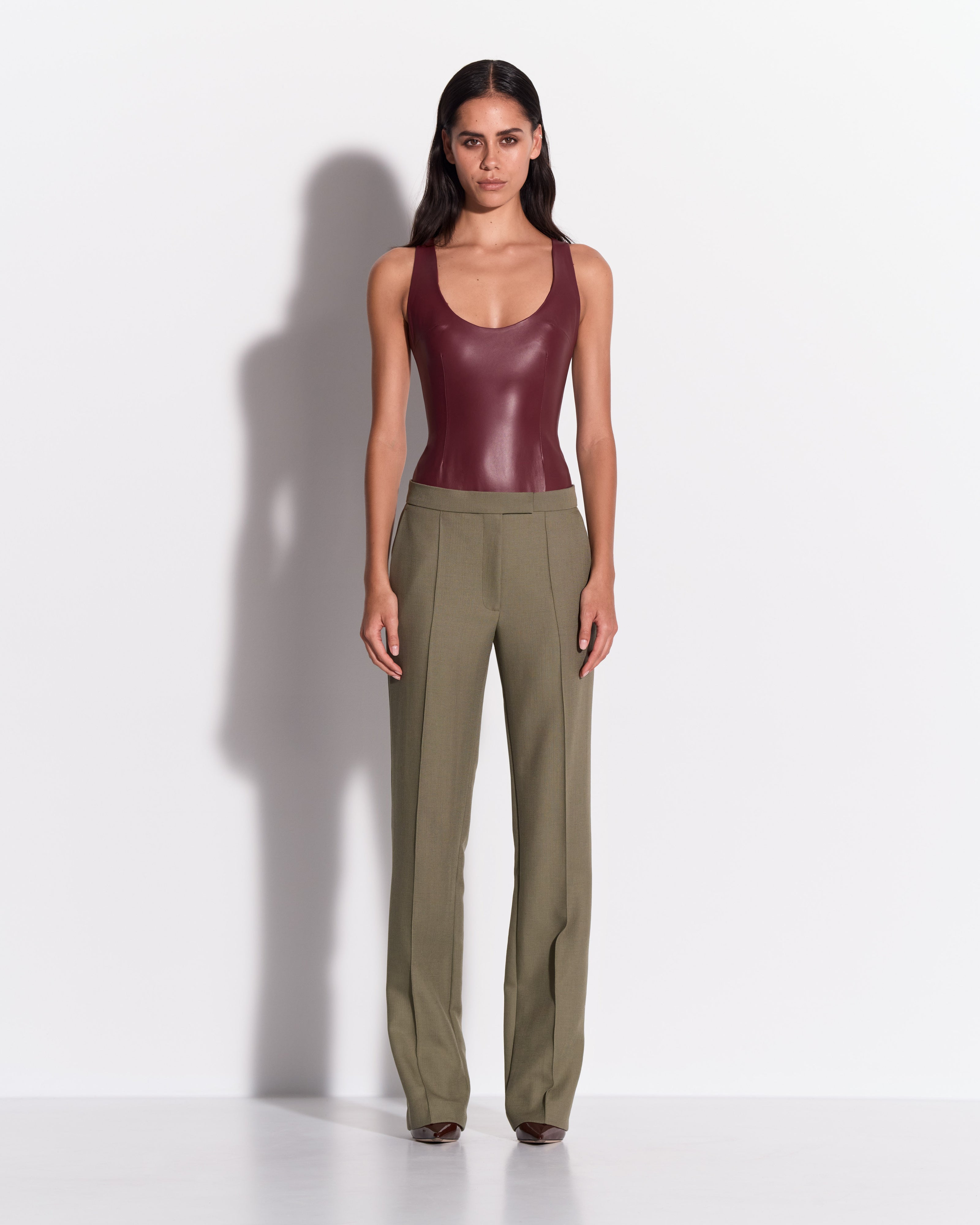 Scoop Singlet Bodysuit in Leather