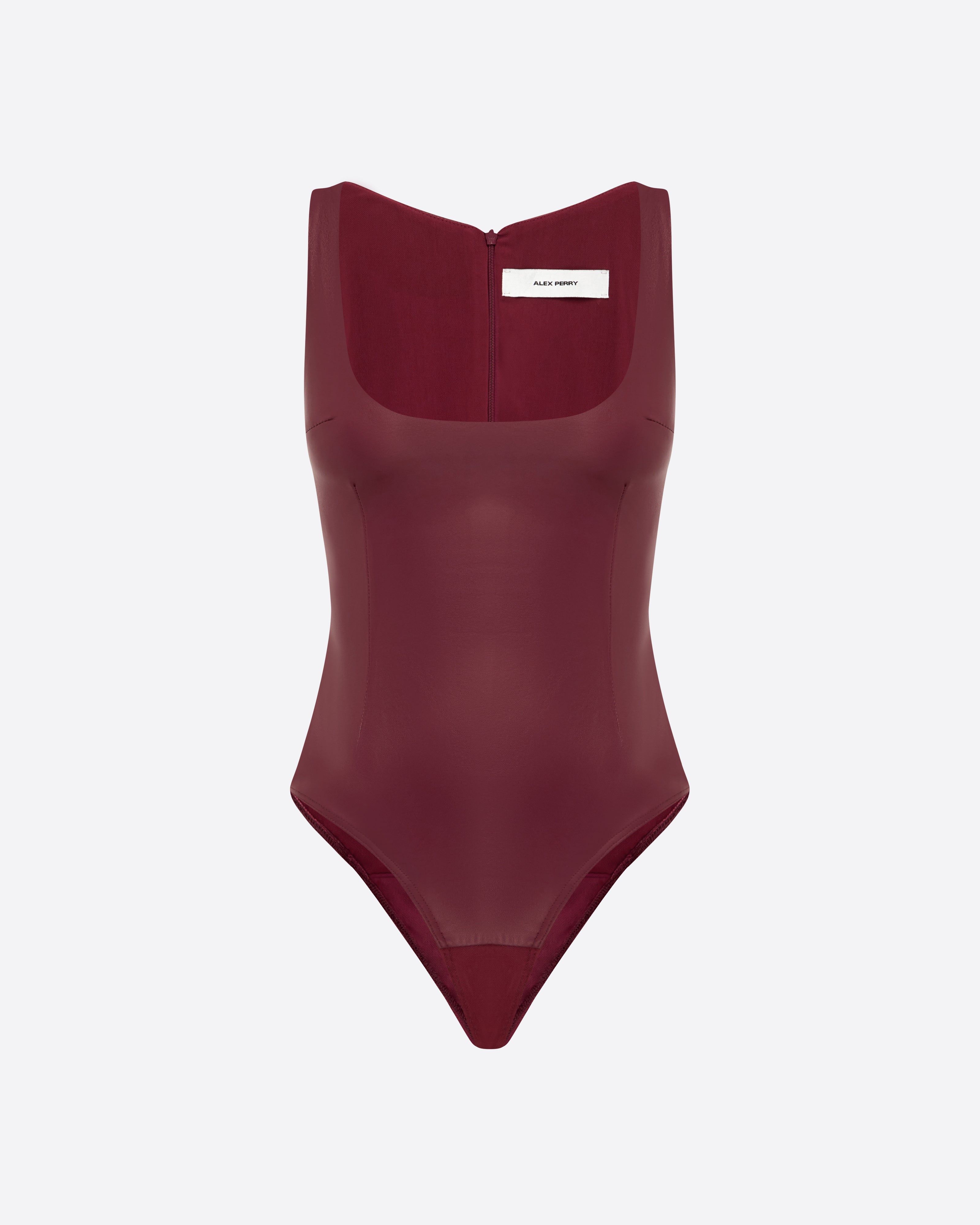 Scoop Singlet Bodysuit in Leather