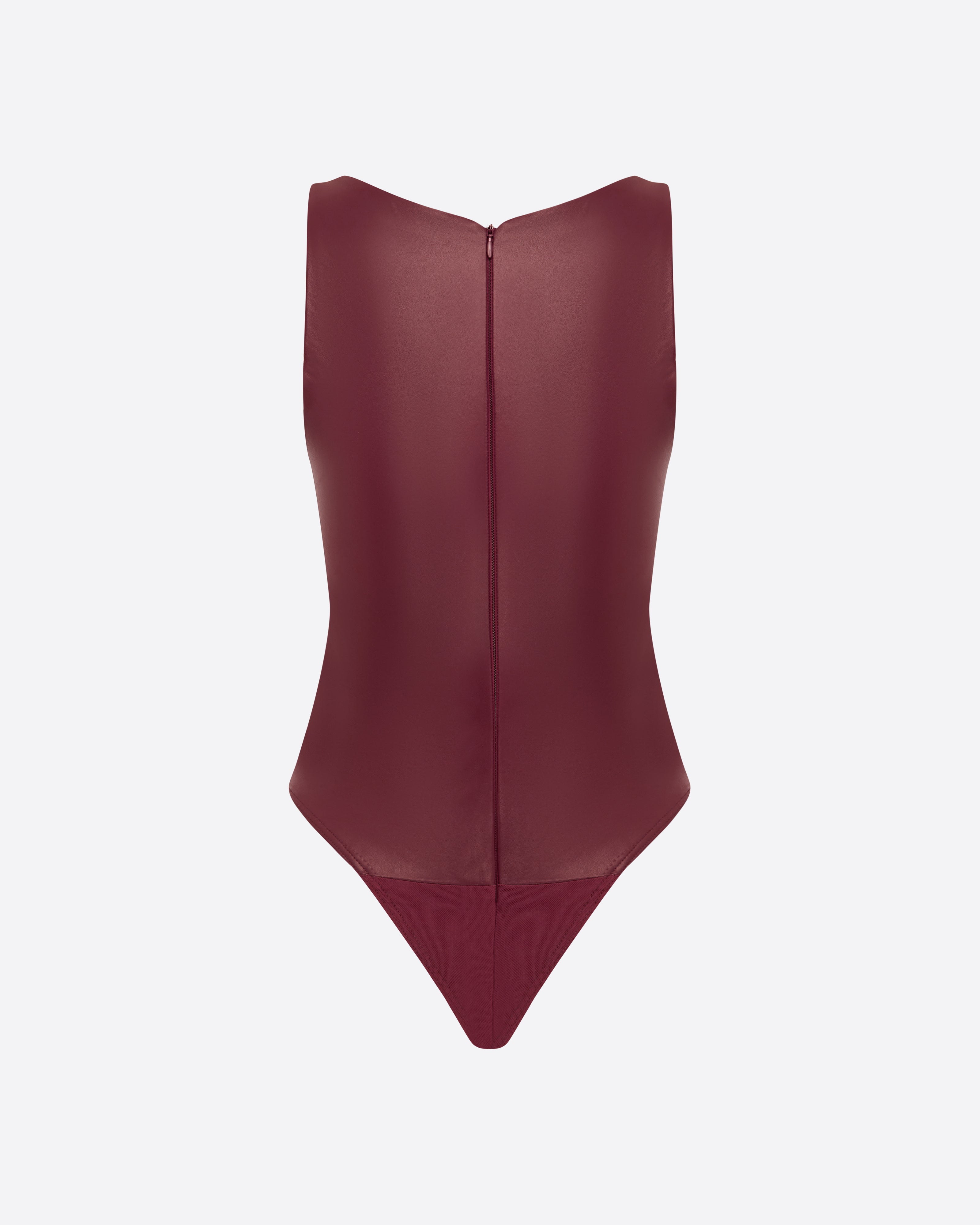 Scoop Singlet Bodysuit in Leather