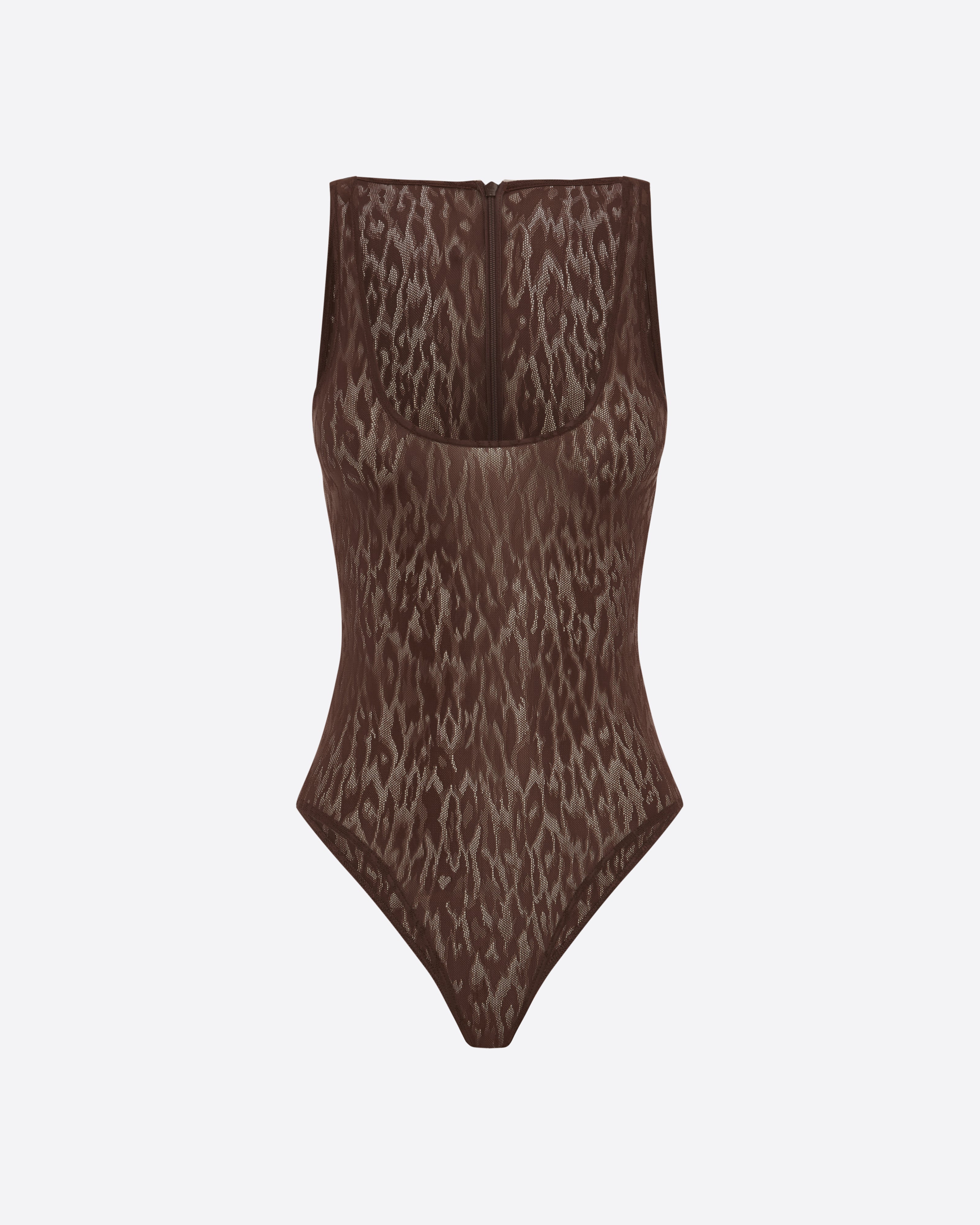 Scoop Singlet Bodysuit in Leopard Lace