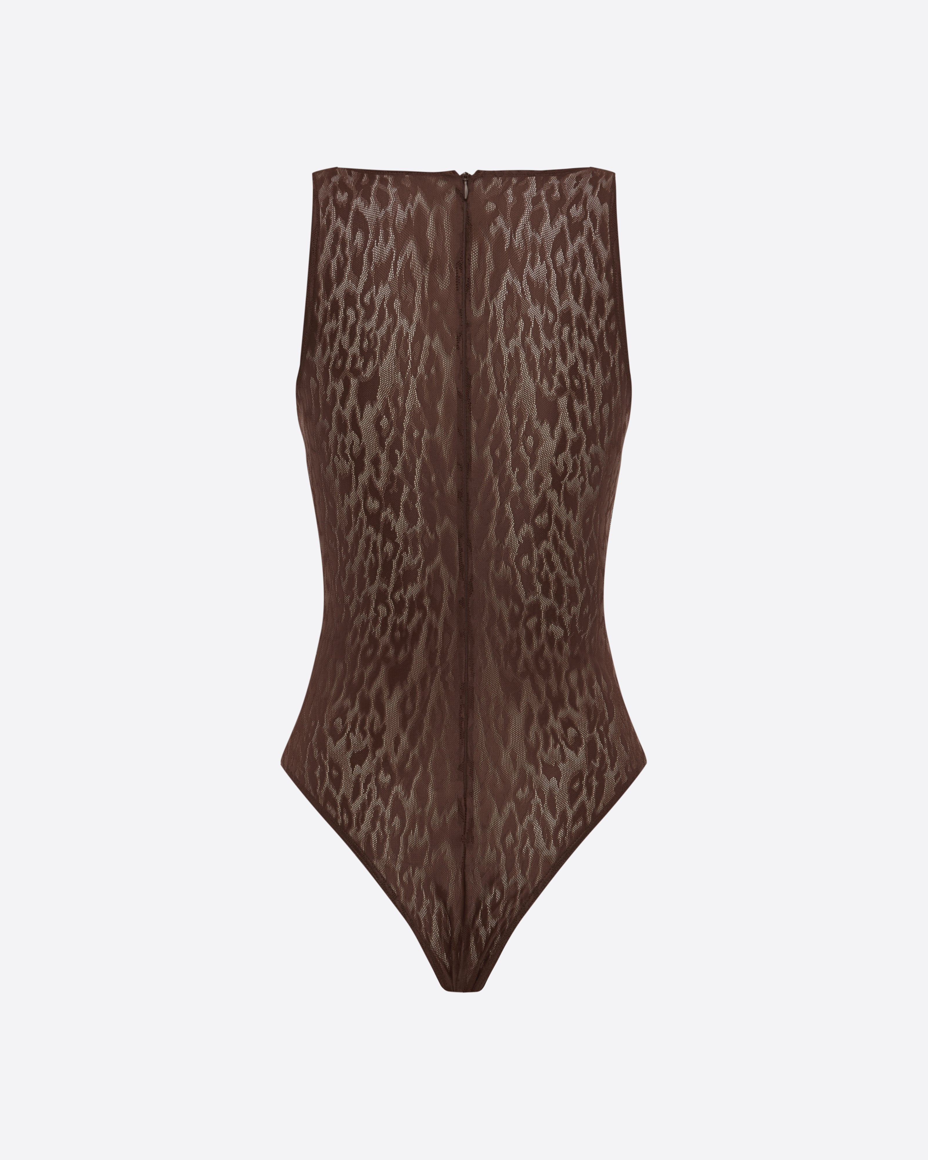 Scoop Singlet Bodysuit in Leopard Lace