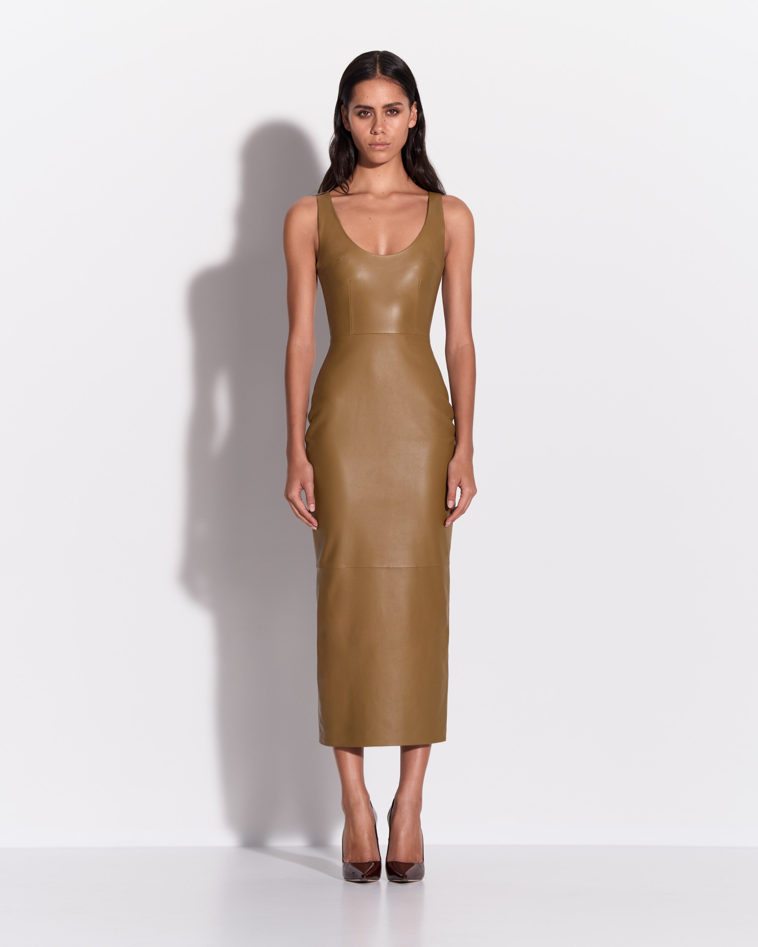 Scoop Singlet Dress in Leather