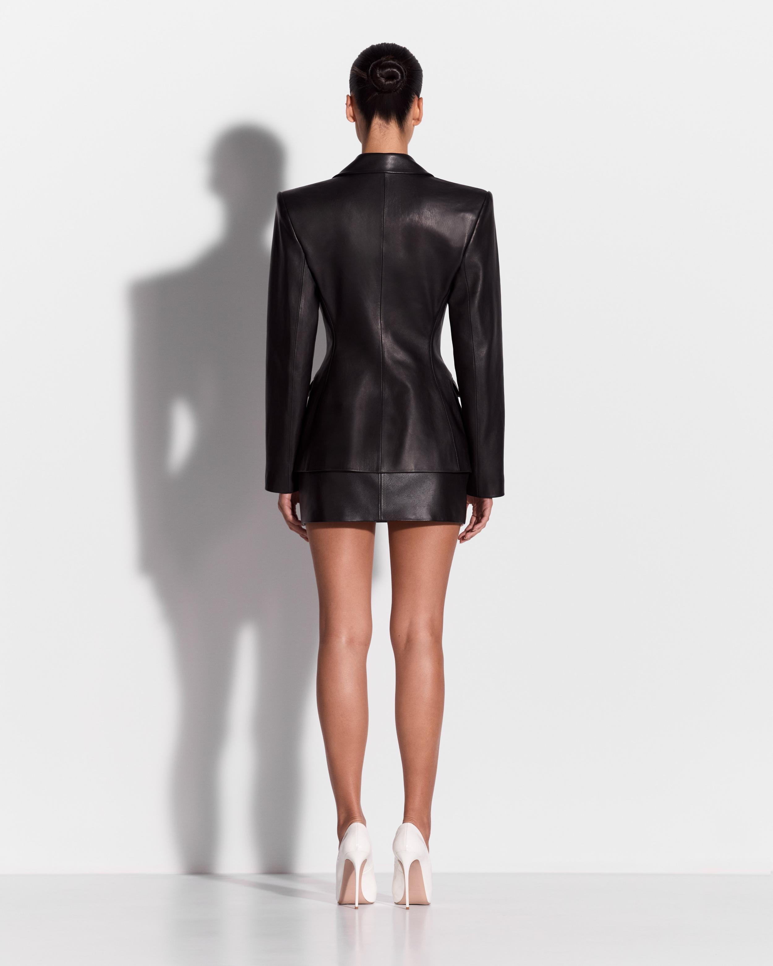 Single Breasted Contour Blazer in Leather