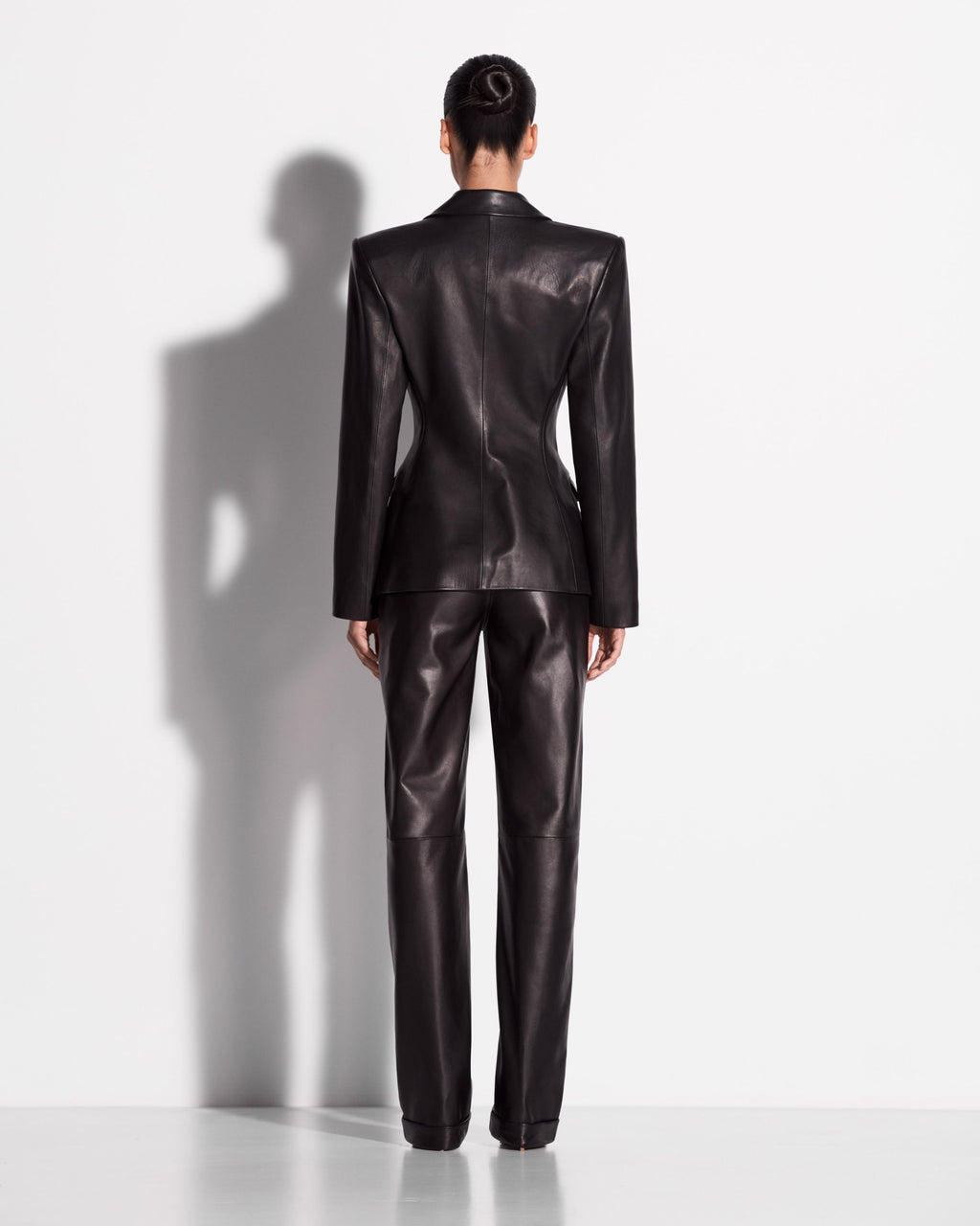 Single Breasted Contour Blazer in Leather