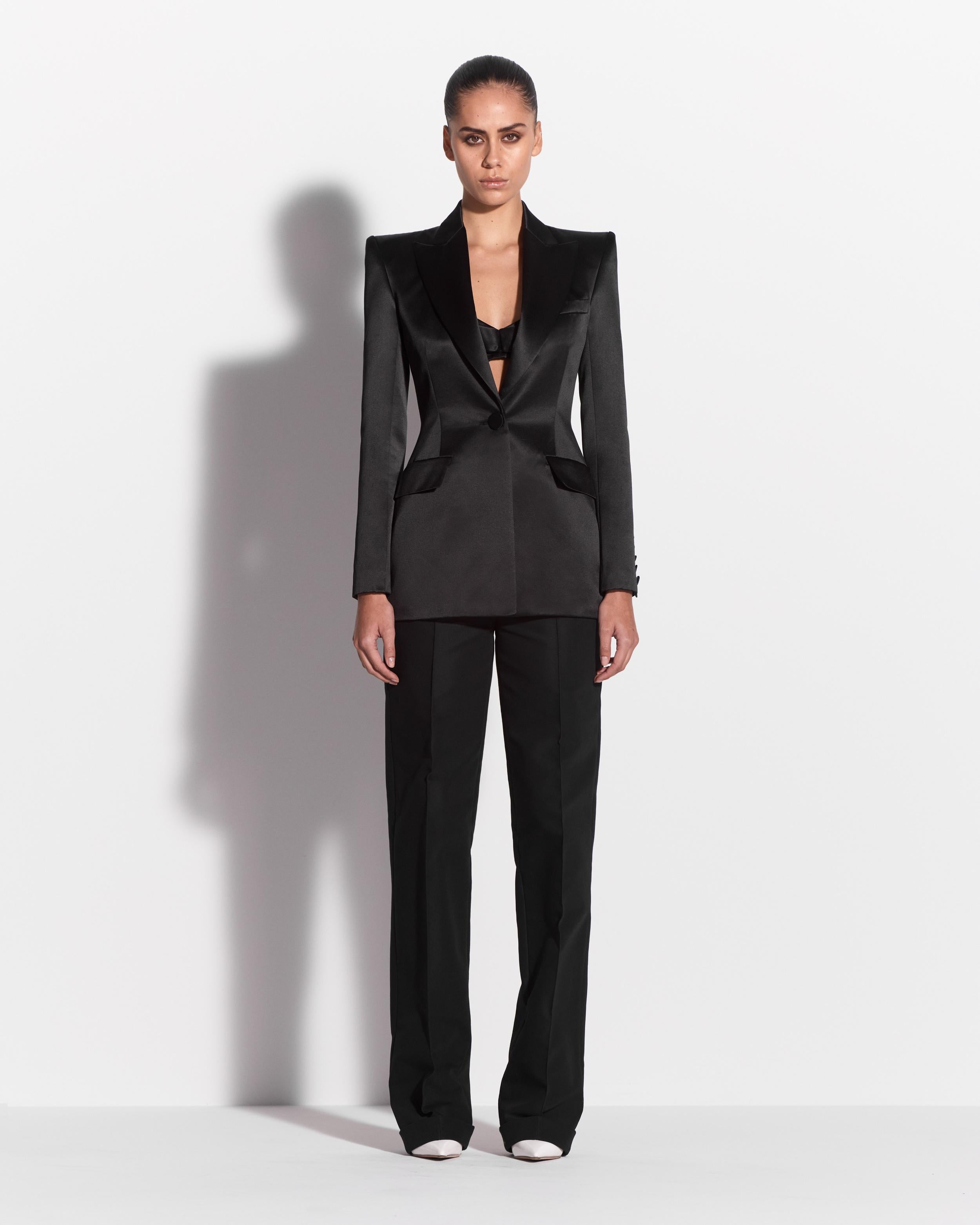 Single Breasted Fitted Blazer in Duchess Satin