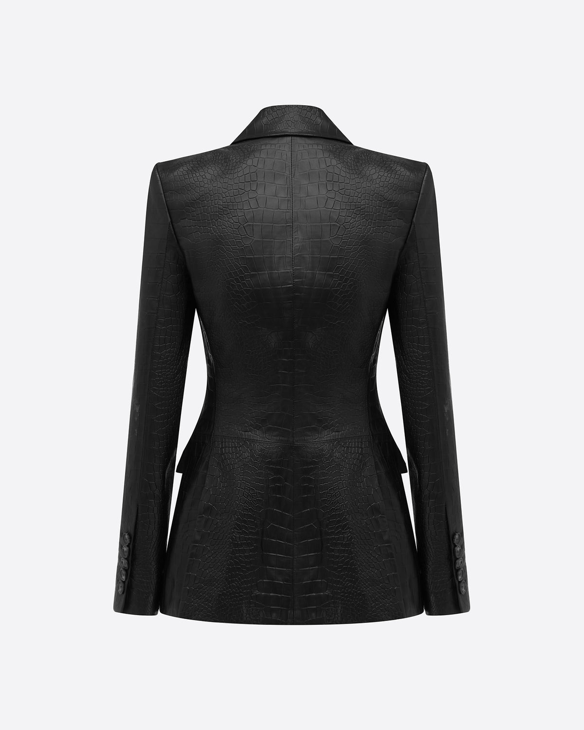 Single Breasted Fitted Blazer in Embossed Leather