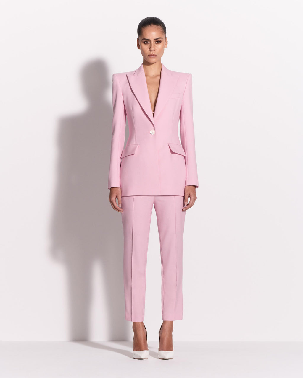 Single Breasted Fitted Blazer in Wool Suiting