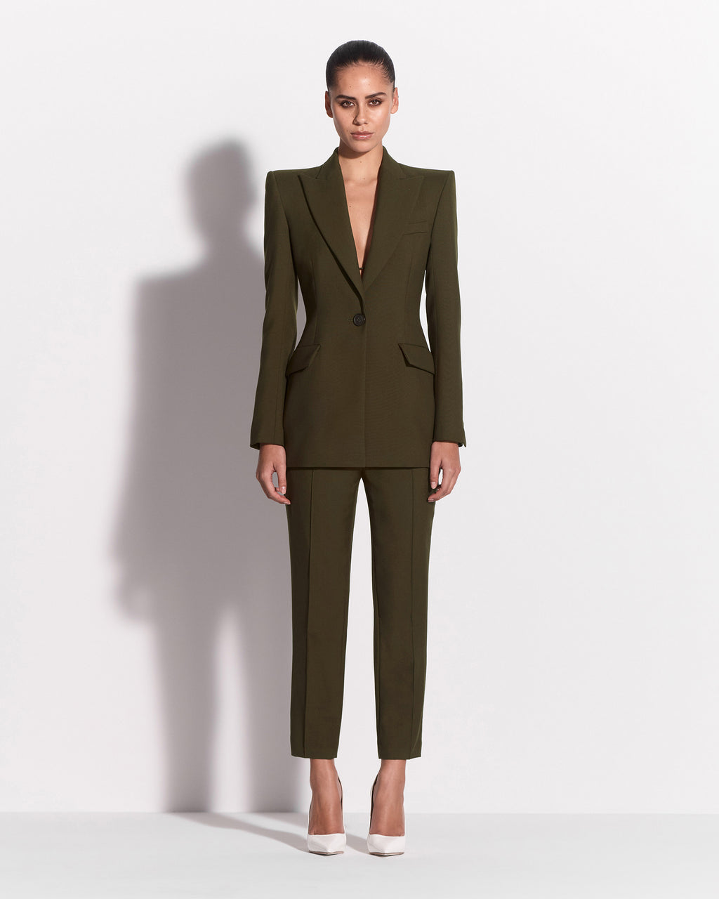 Single Breasted Fitted Blazer in Wool Suiting