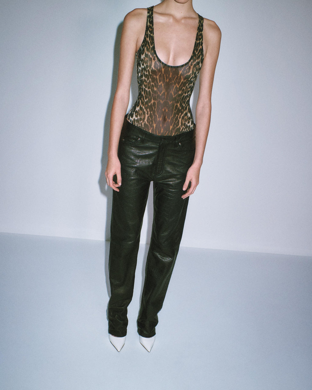 Singlet Bodysuit in Stretch Mesh