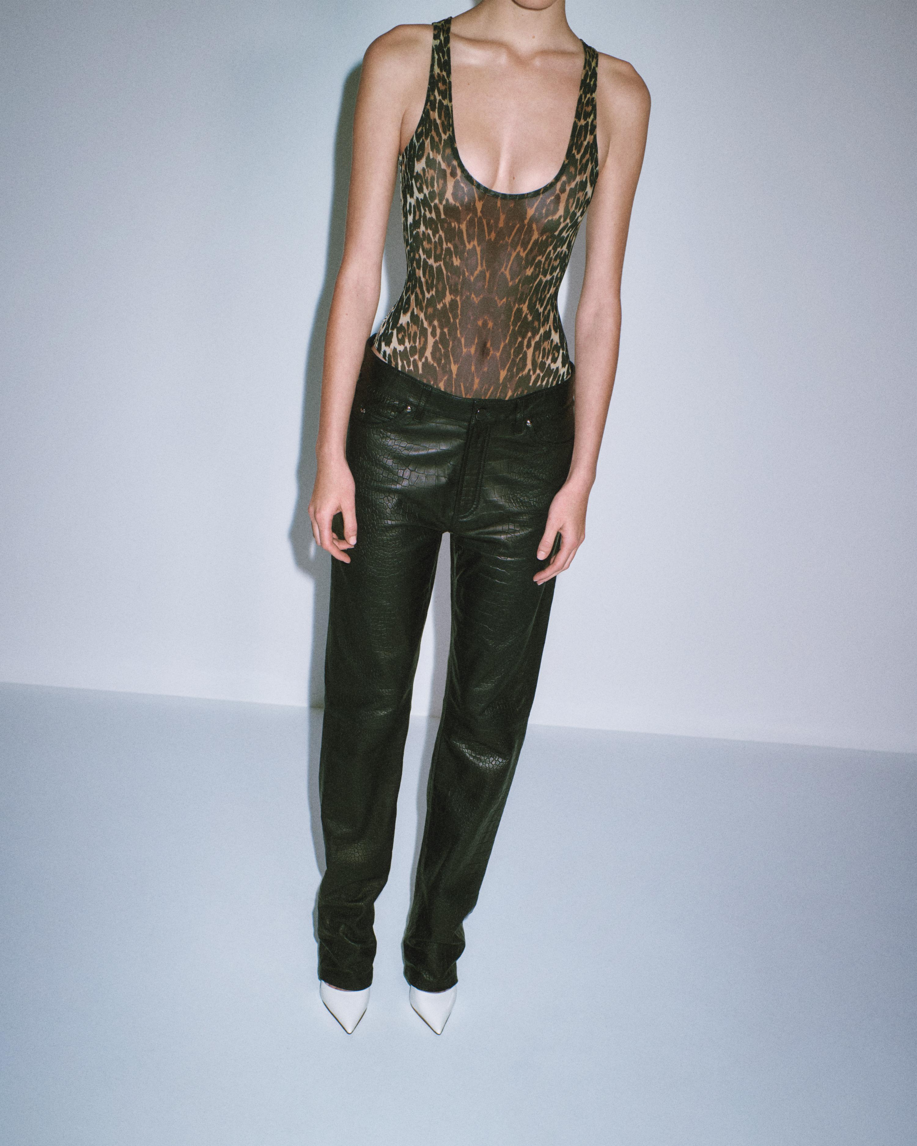 Singlet Bodysuit in Stretch Mesh