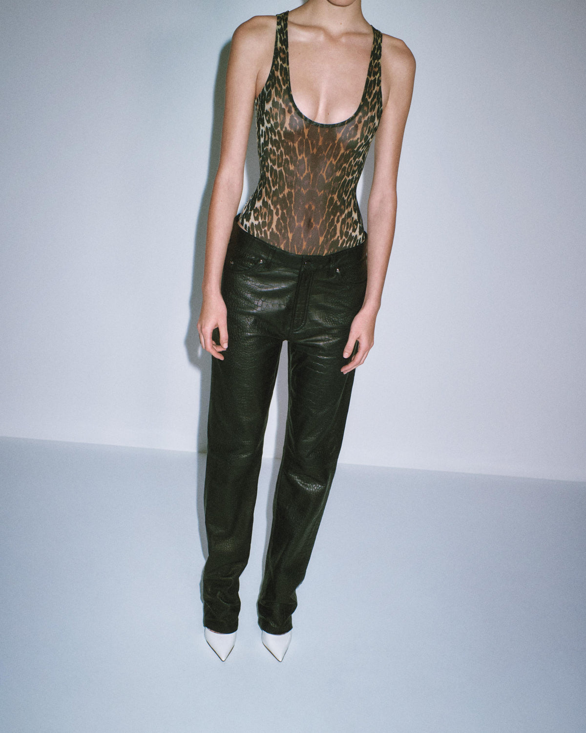 Singlet Bodysuit in Stretch Mesh