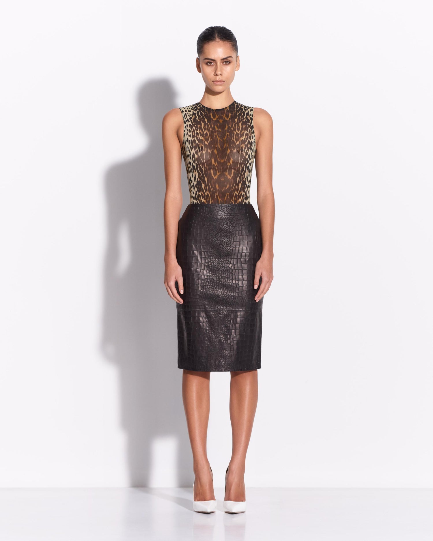 Skirt in Embossed Leather