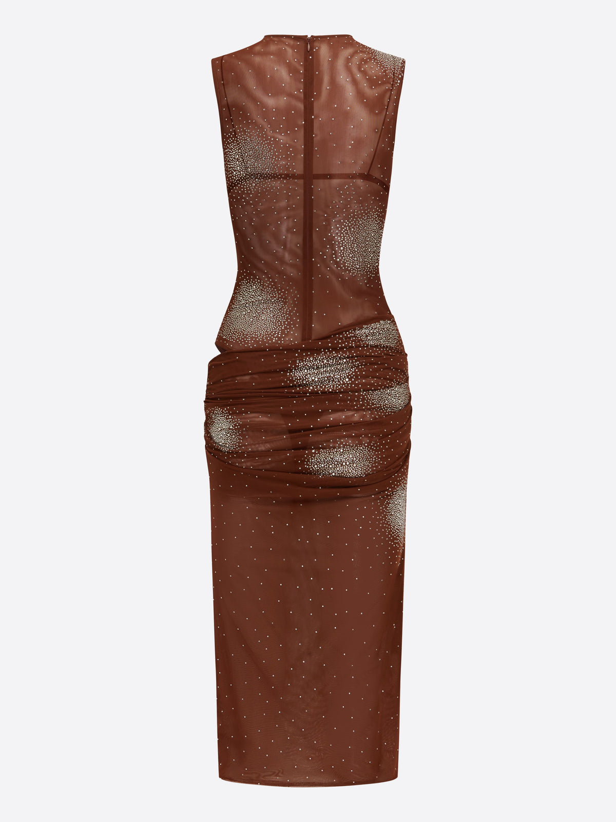 Sleeveless Drape Dress in Crystal Mesh