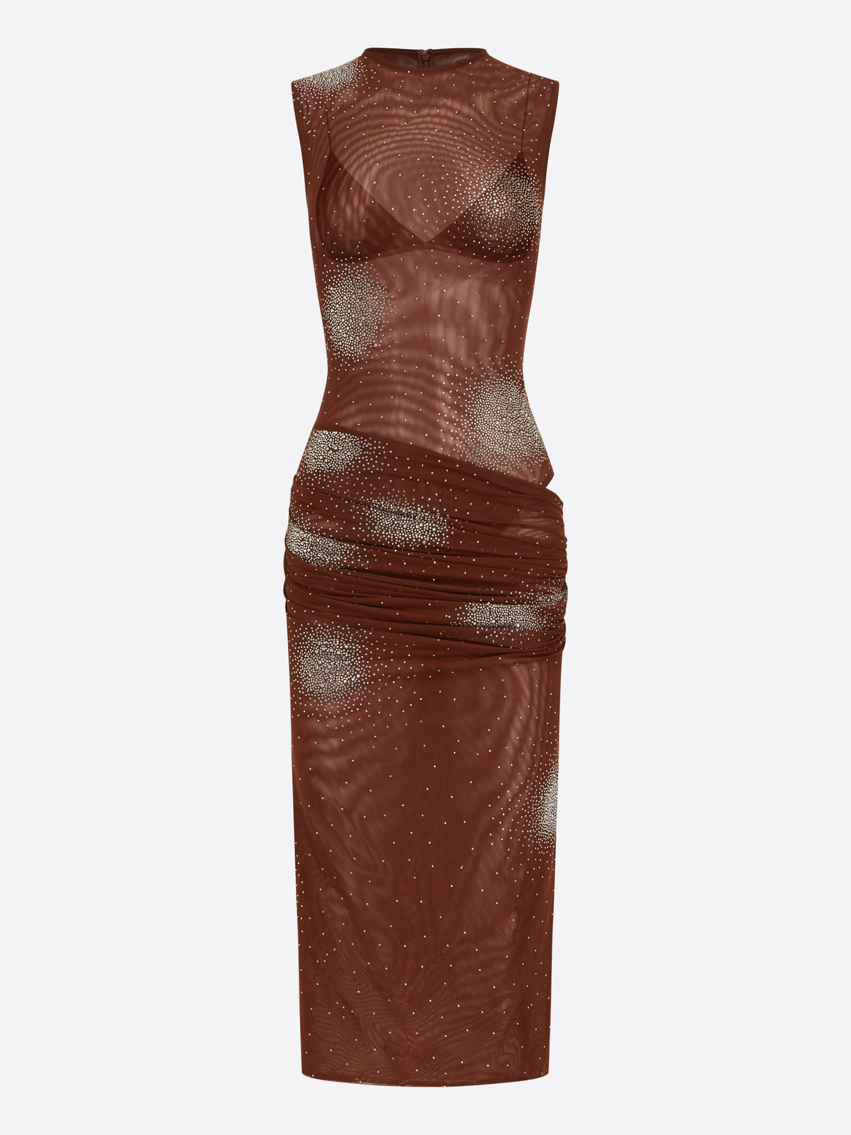 Sleeveless Drape Dress in Crystal Mesh