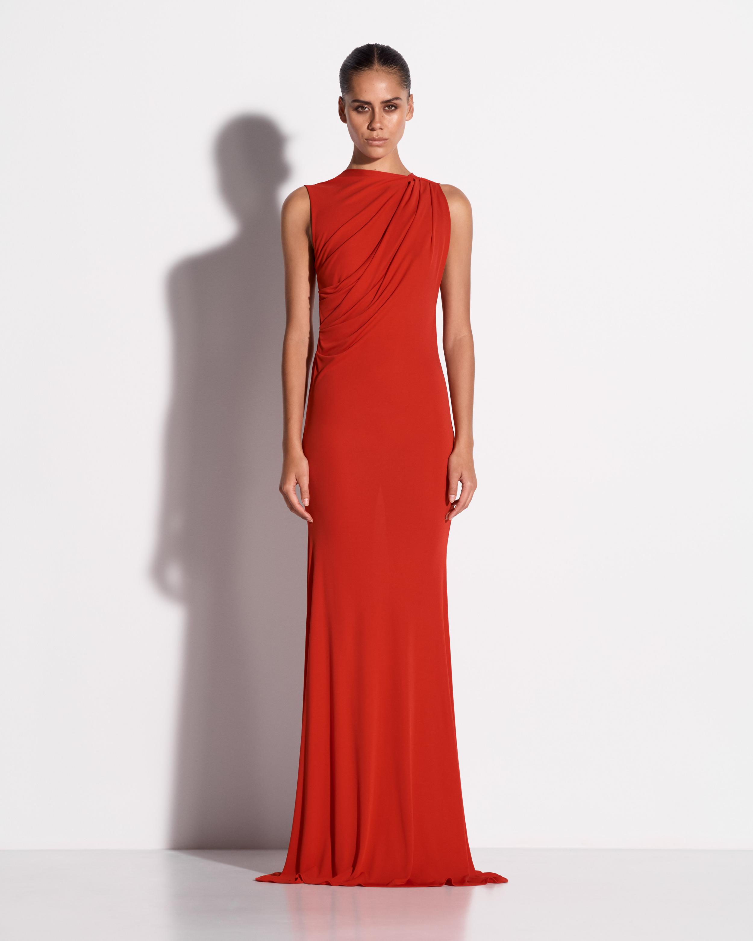 Sleeveless Drape Gown in Jersey
