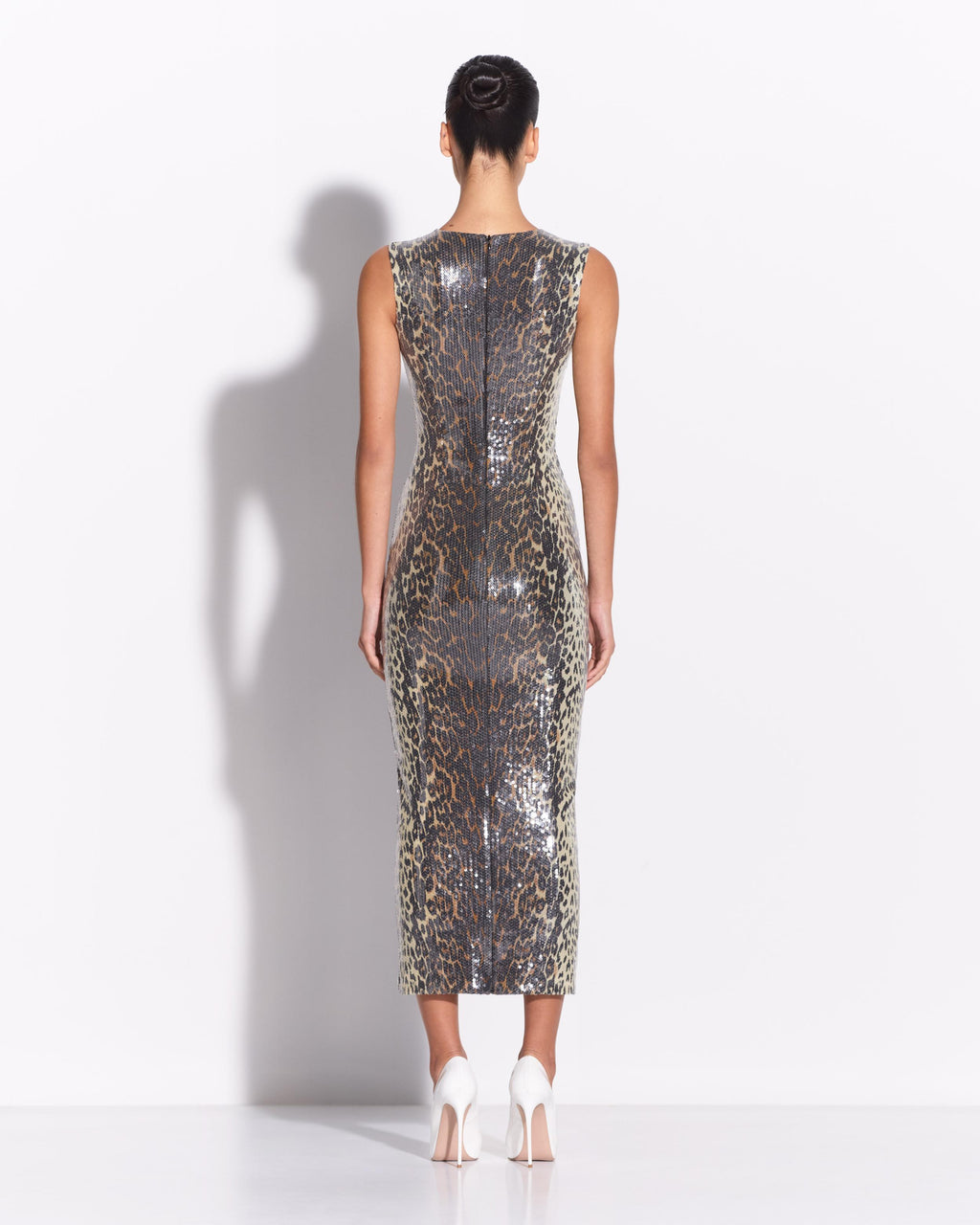 Sleeveless Dress in Sequin Stretch Mesh