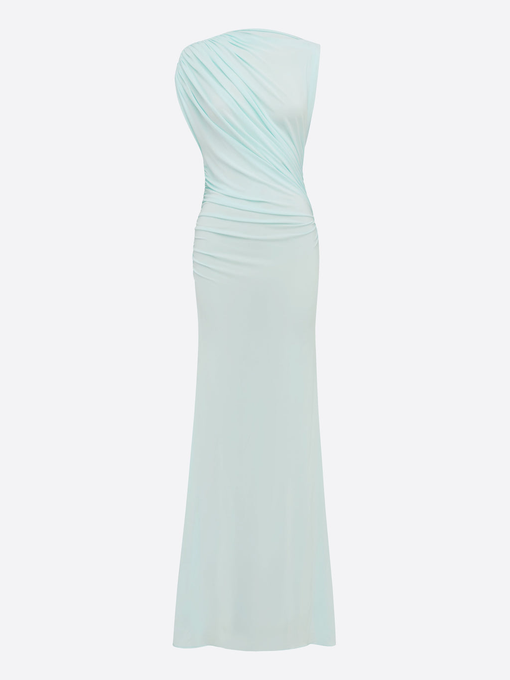 Sleeveless Ruched Gown in Dry Jersey