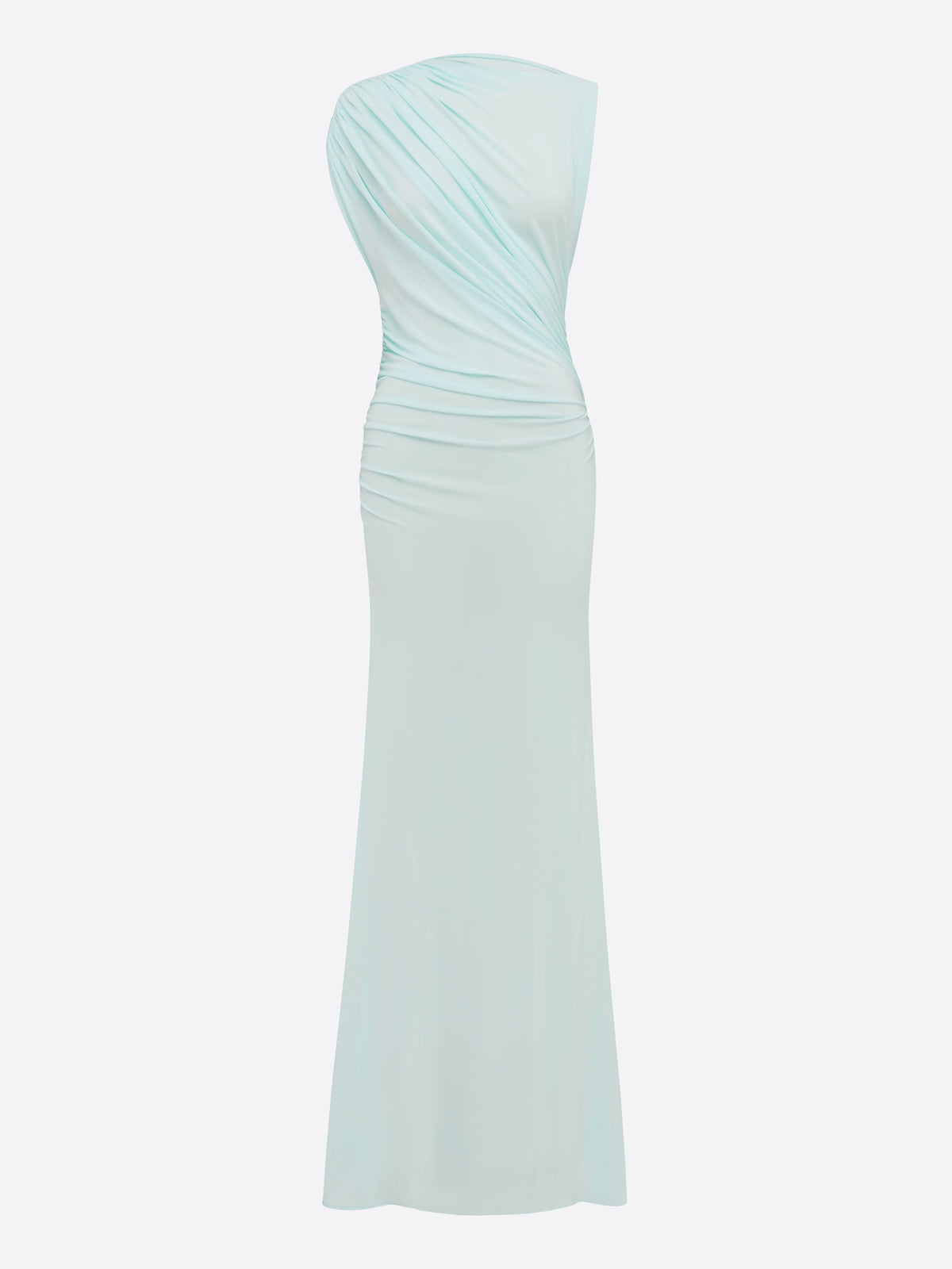 Sleeveless Ruched Gown in Dry Jersey