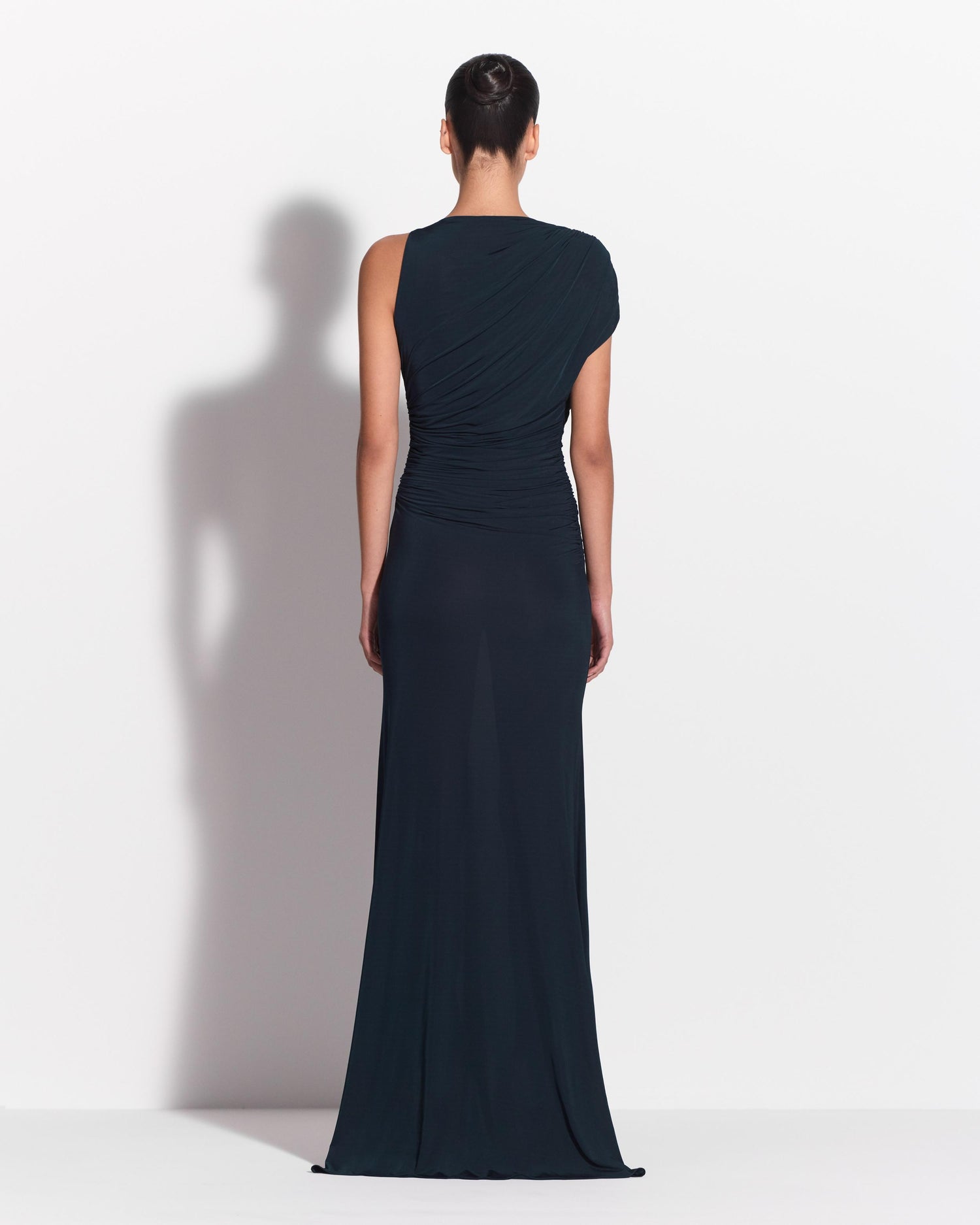 Sleeveless Ruched Gown in Jersey