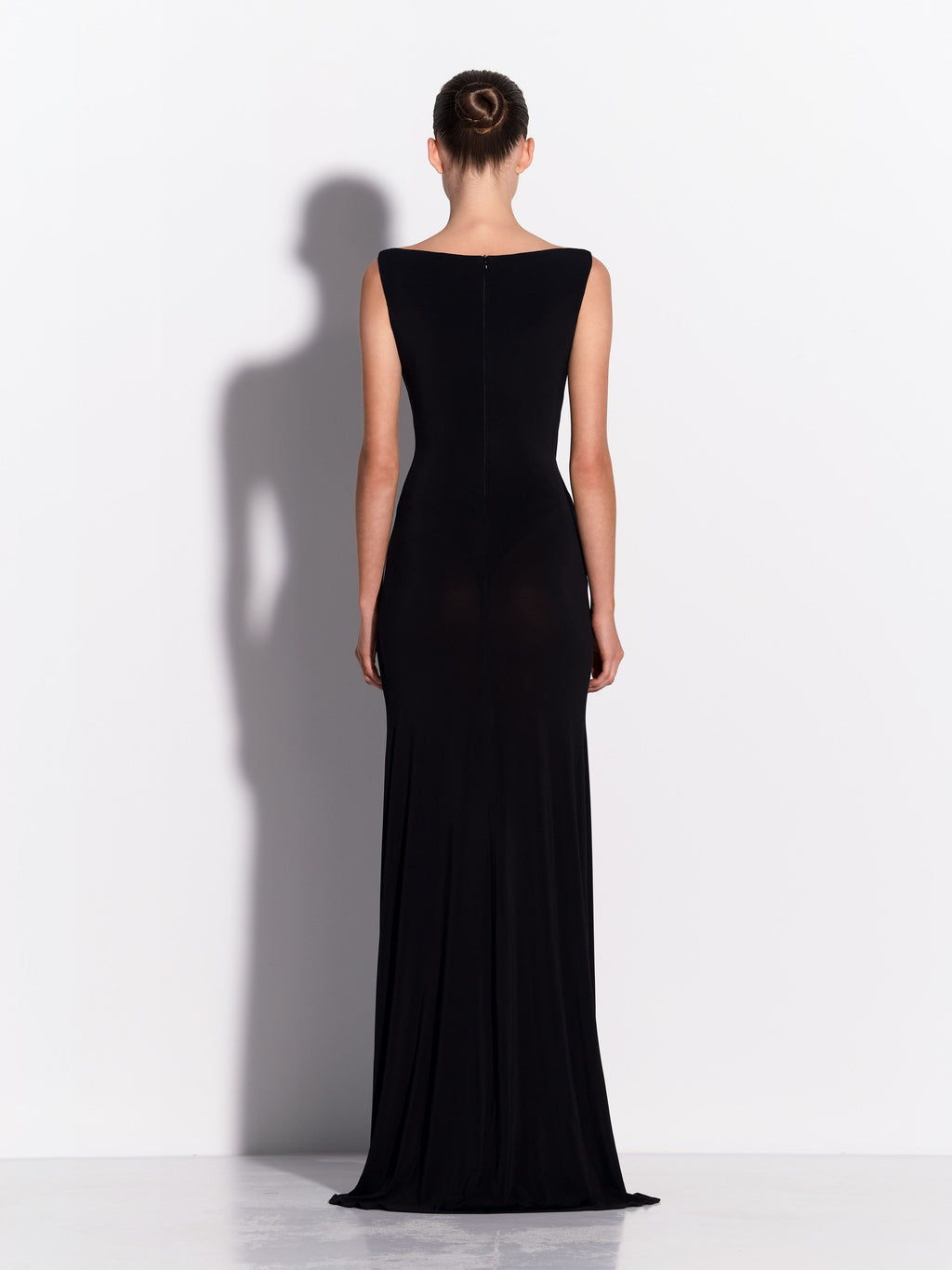 Sleeveless Twist Gown in Dry Jersey