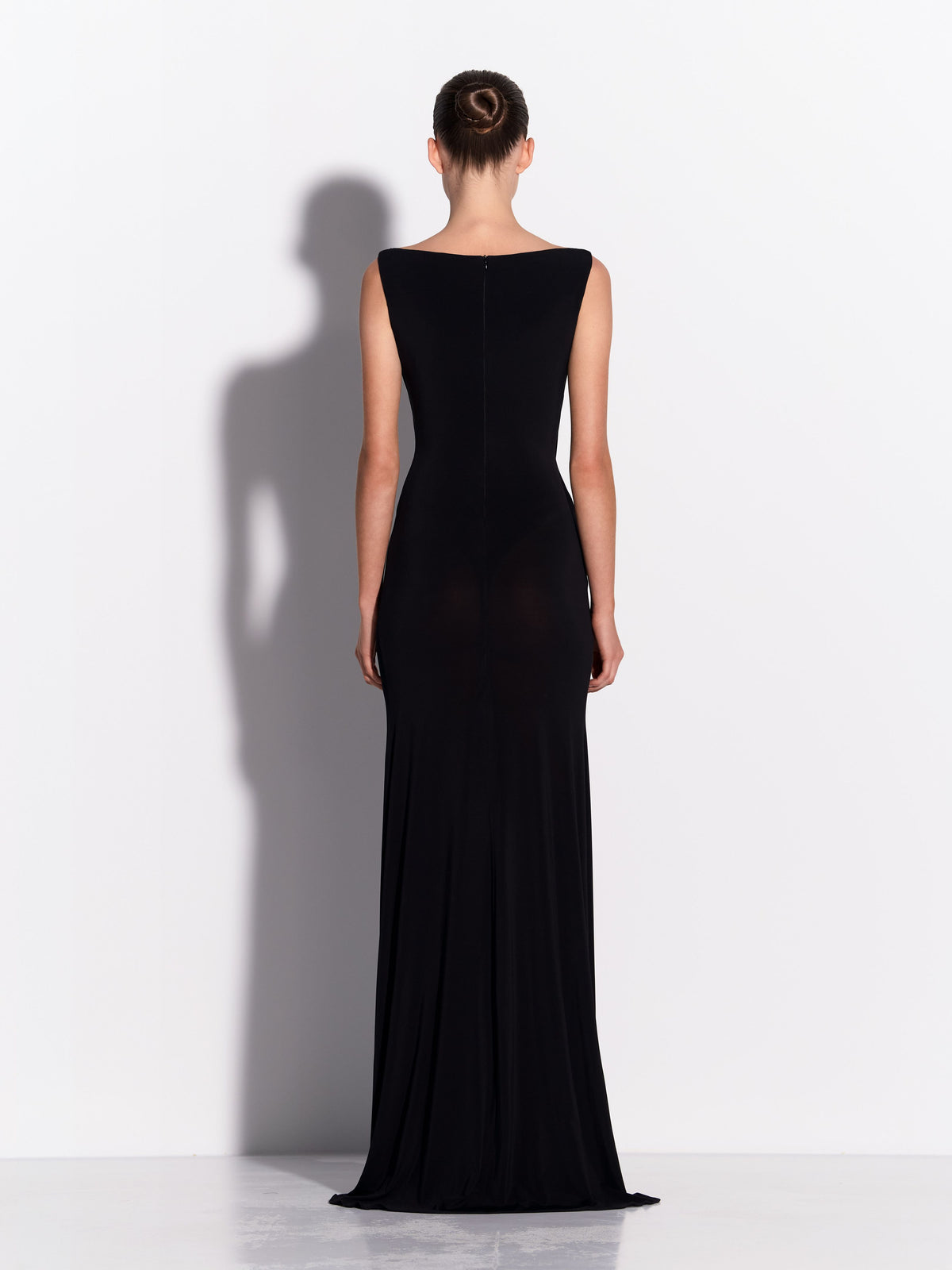 Sleeveless Twist Gown in Dry Jersey