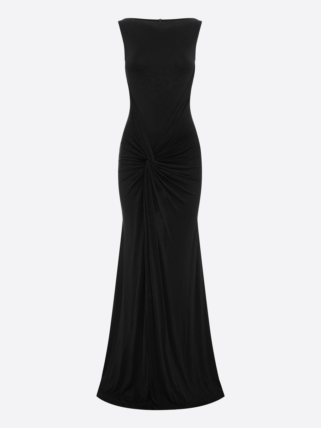Sleeveless Twist Gown in Dry Jersey