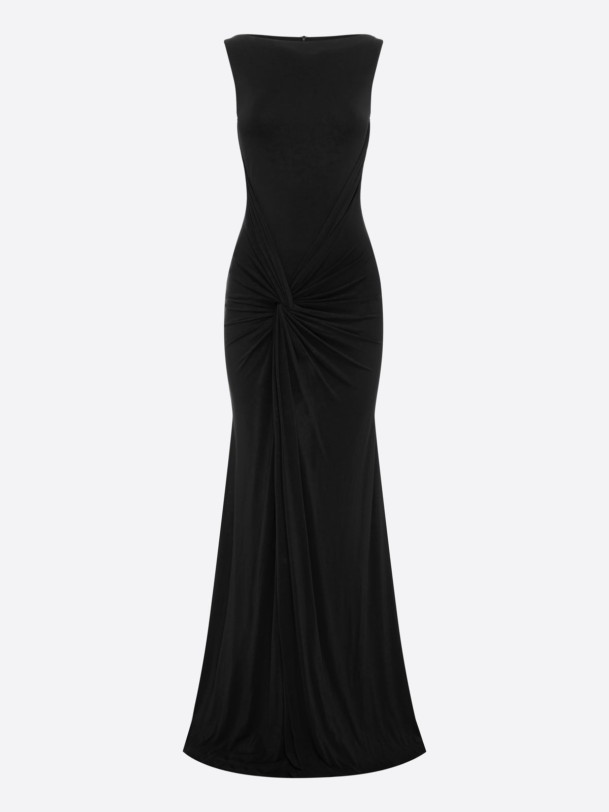 Sleeveless Twist Gown in Dry Jersey