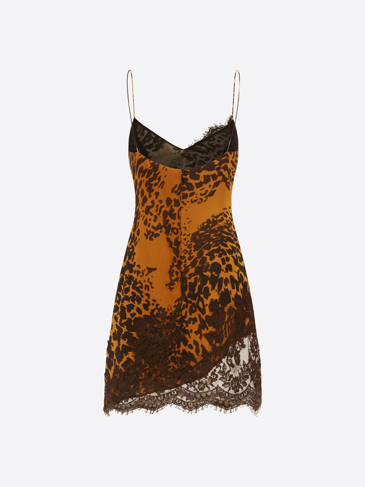 Slip Mini Dress in French Lace & Silk Georgette