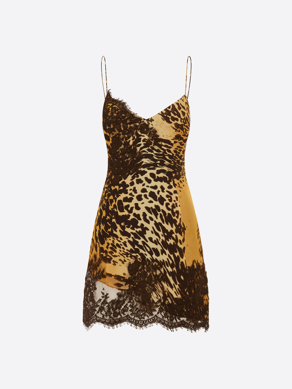 Slip Mini Dress in French Lace & Silk Georgette