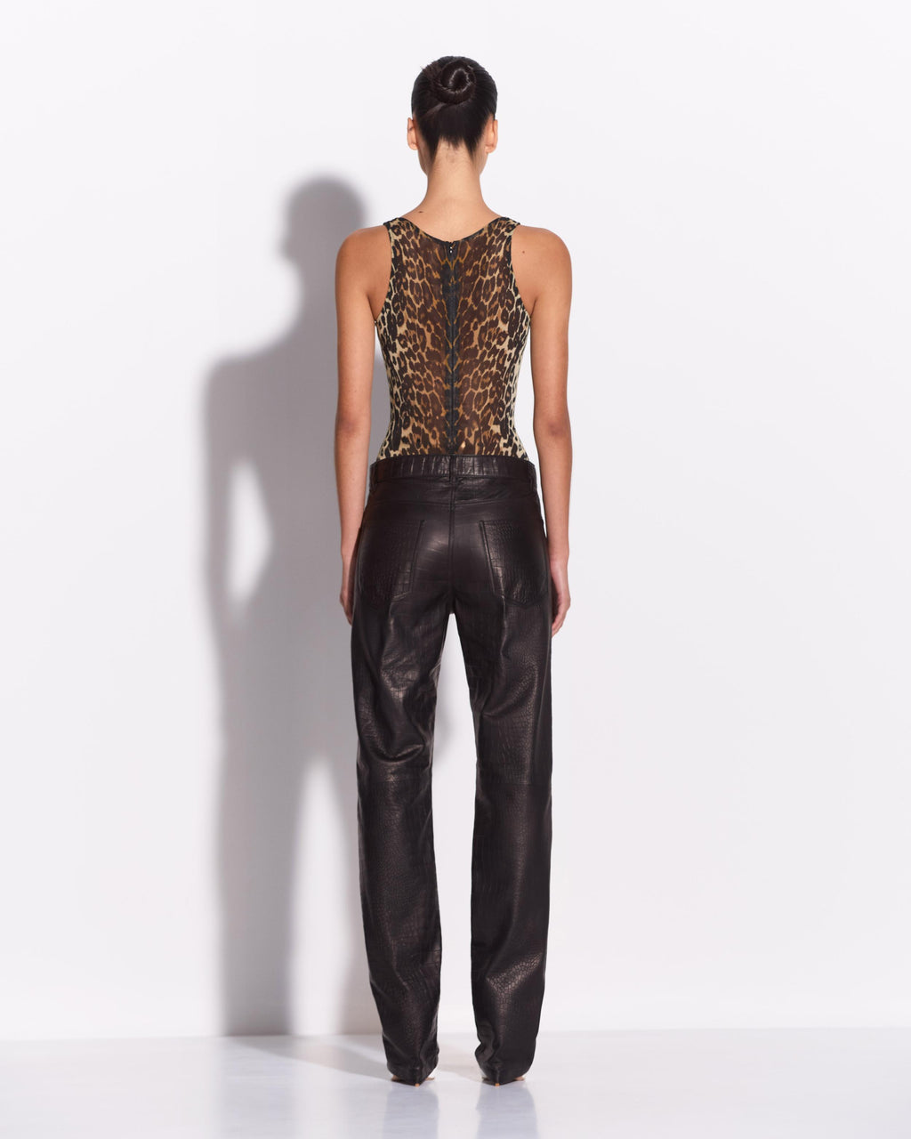 Straight Cut Jean in Embossed Leather