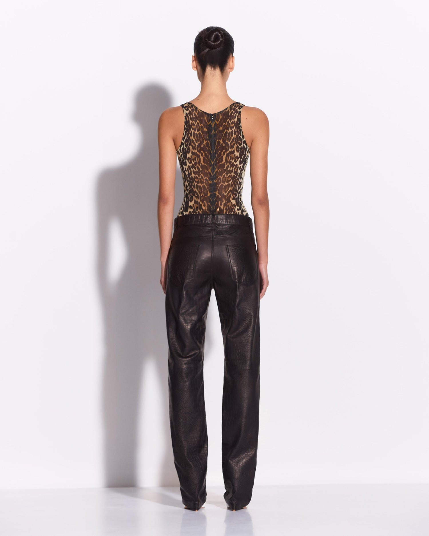 Straight Cut Jean in Embossed Leather