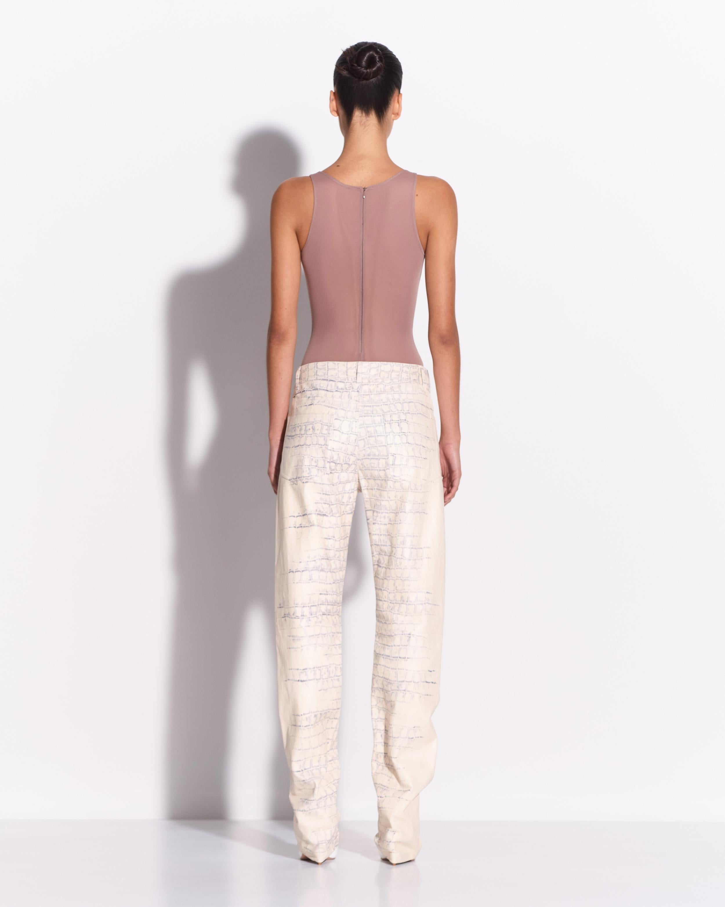 Straight Cut Jean in Embossed Leather