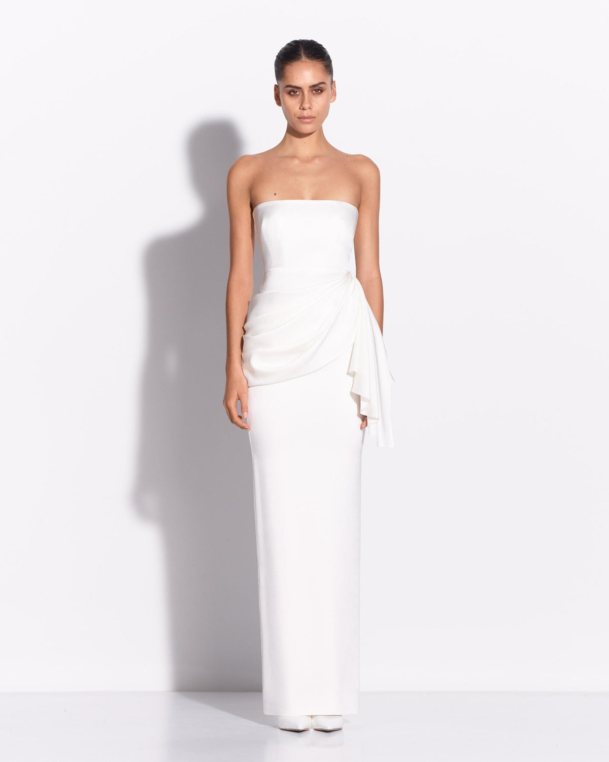 alex perry corset dress Strapless Tiered Gown in Satin Crepe White / 6 Velvet Collar Mini Black Dress One Shoulder Flower Girl As a visionary brand Select Pant Waist Size:38