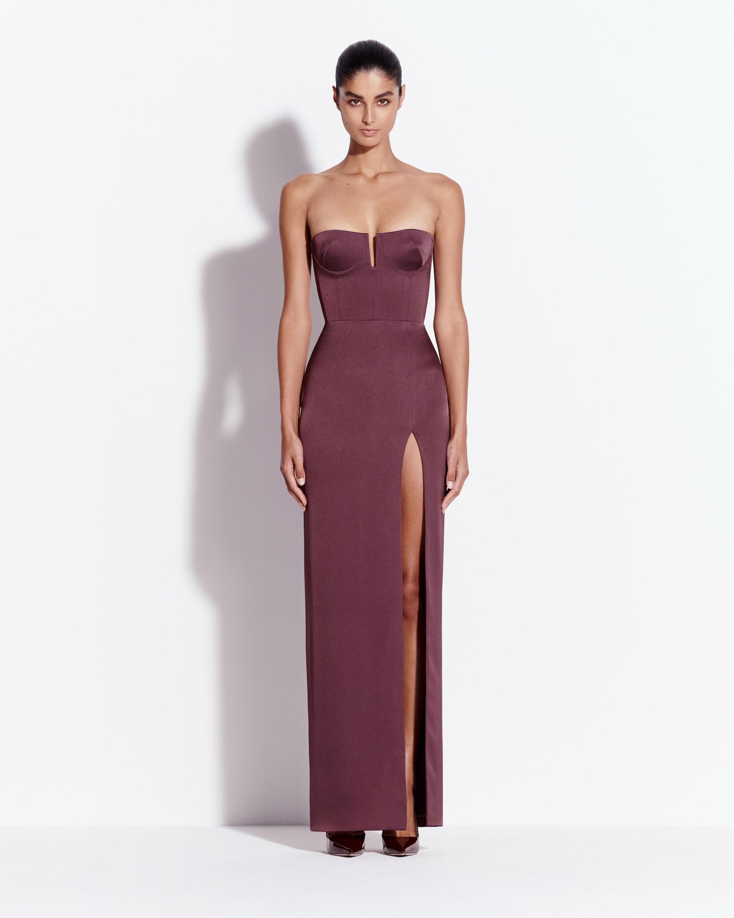 Strapless Cup Column in Satin Crepe