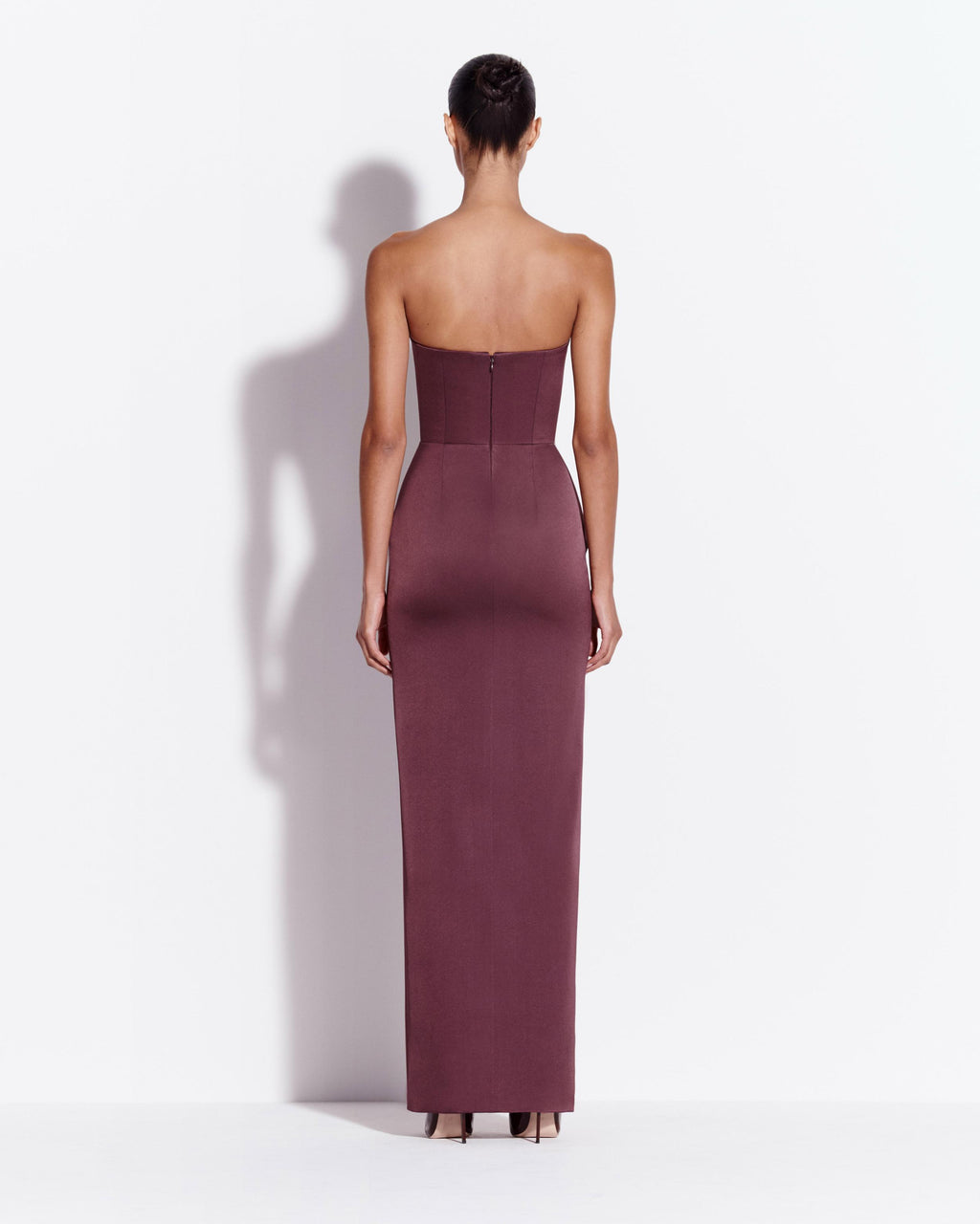 Strapless Cup Column in Satin Crepe