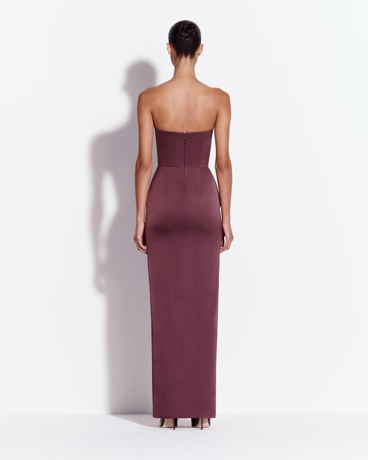 Strapless Cup Column in Satin Crepe