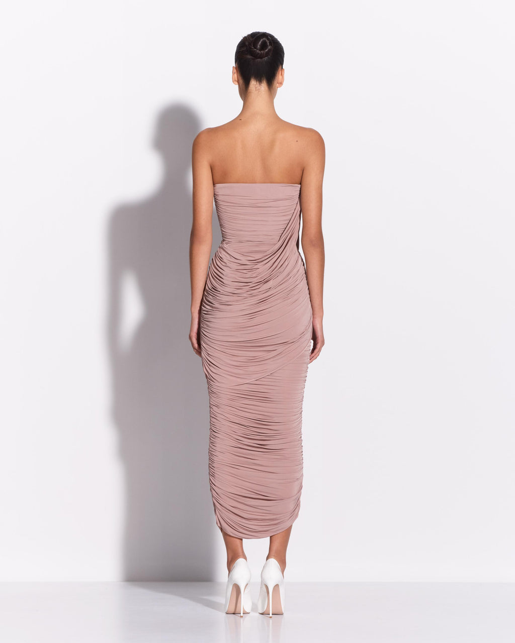 Strapless Drape Column in Jersey