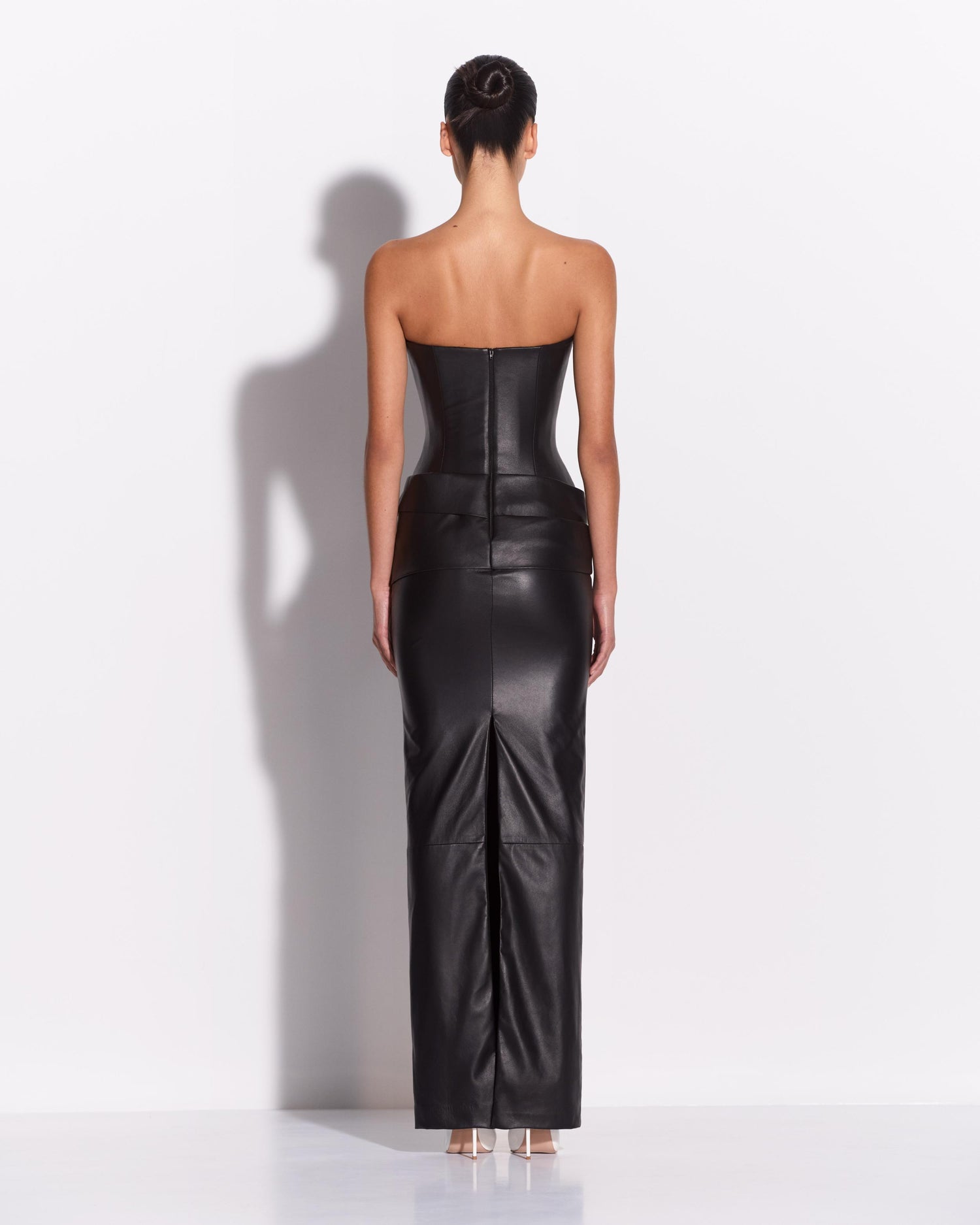 Strapless Drape Column in Leather