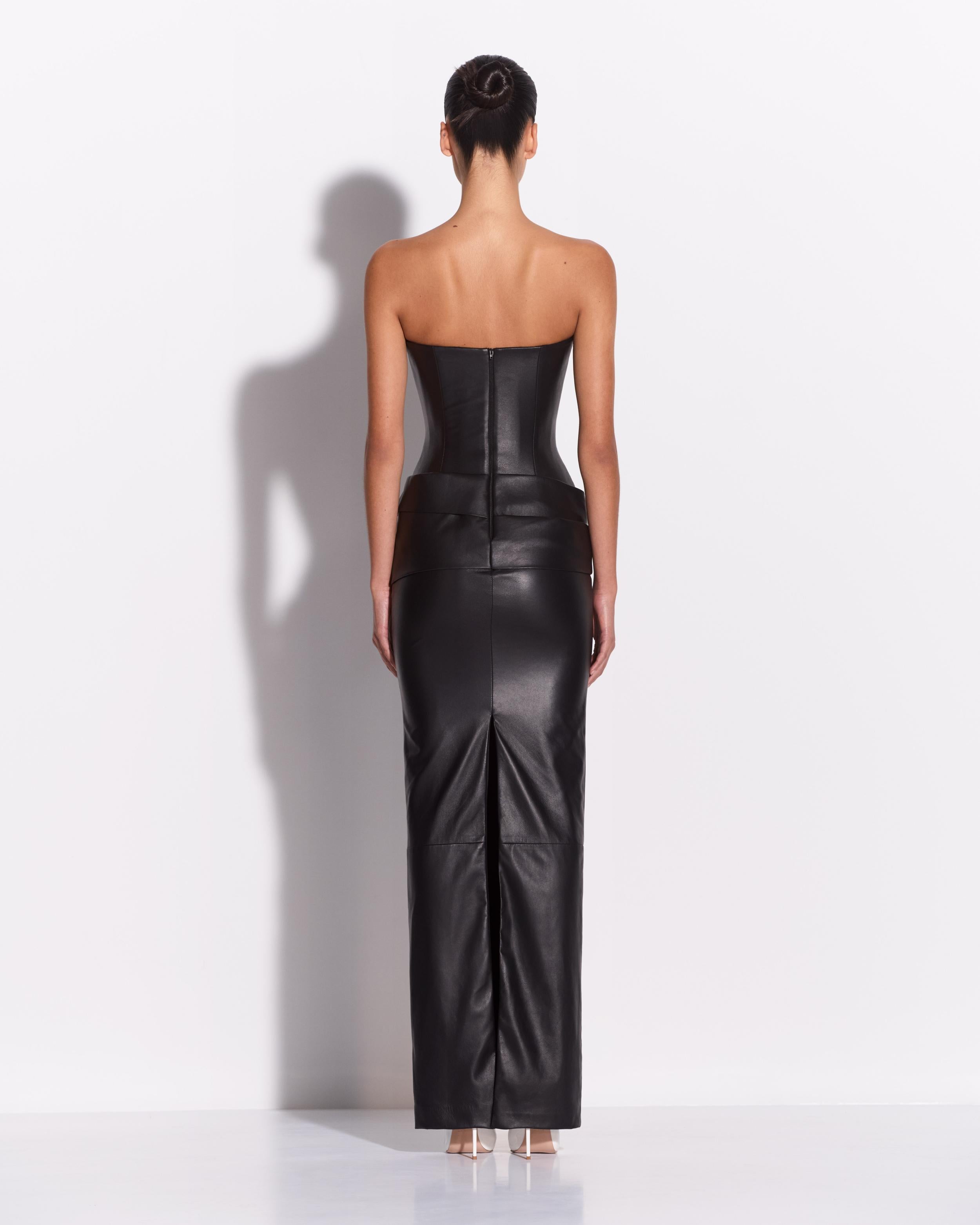 Strapless Drape Column in Leather